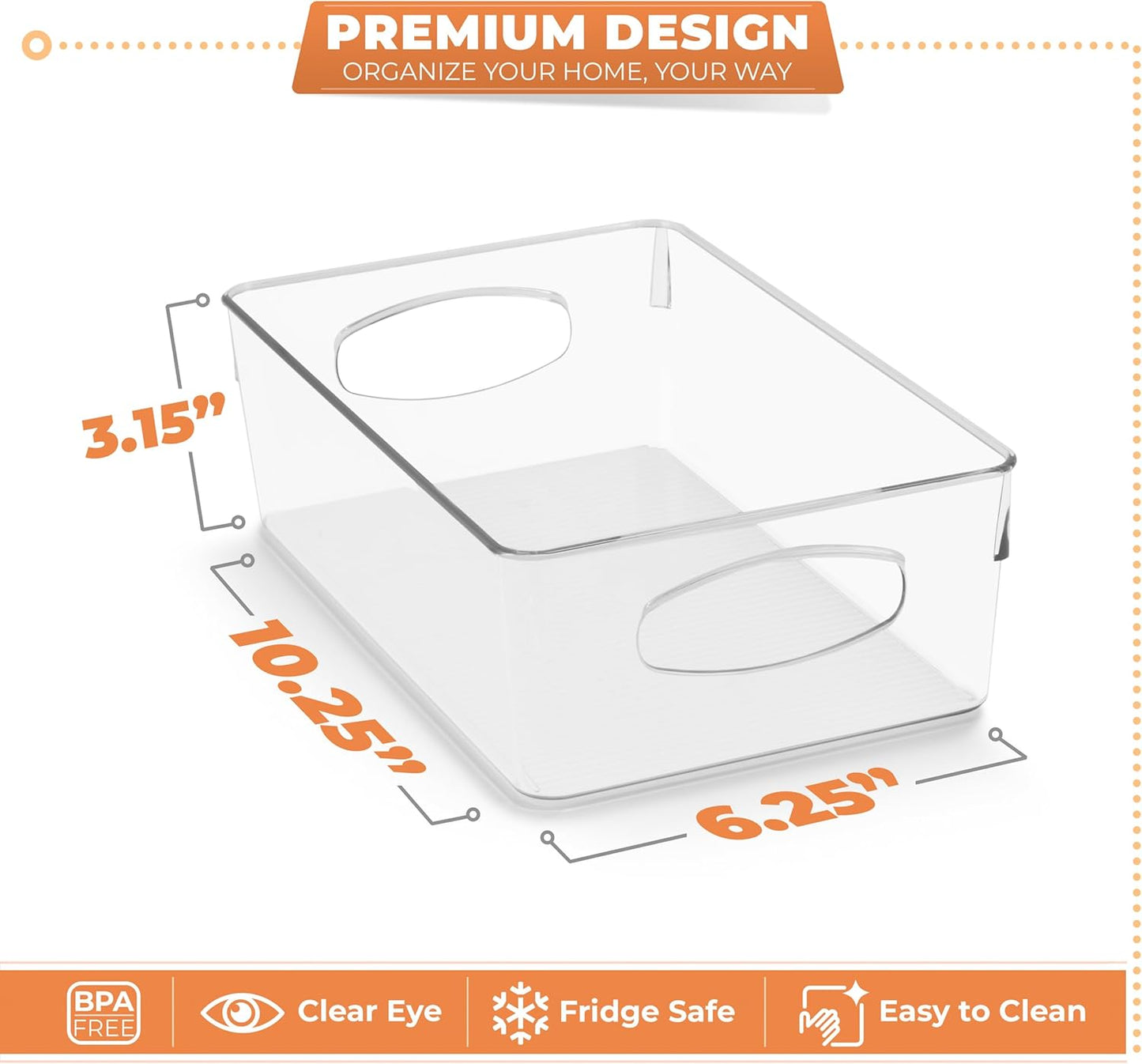 Sorbus Medium Clear Plastic Storage Bins for Organizing, 10 Pack Clear Organizer Bins with Handles Plastic Storage Bins for Closet, Pantry, Fridge, Medicine Cabinet Organizer, Shelves, Freezer, Drawer