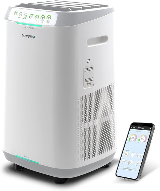 Nuwave Forever Air Purifier for Home Large Room Up to 2,002 Ft², Dual Sensors, 7 Easy to Clean & Washable Filters, Smart WiFi, Removes Smoke, Dust & Pollen Down to 0.1 Microns