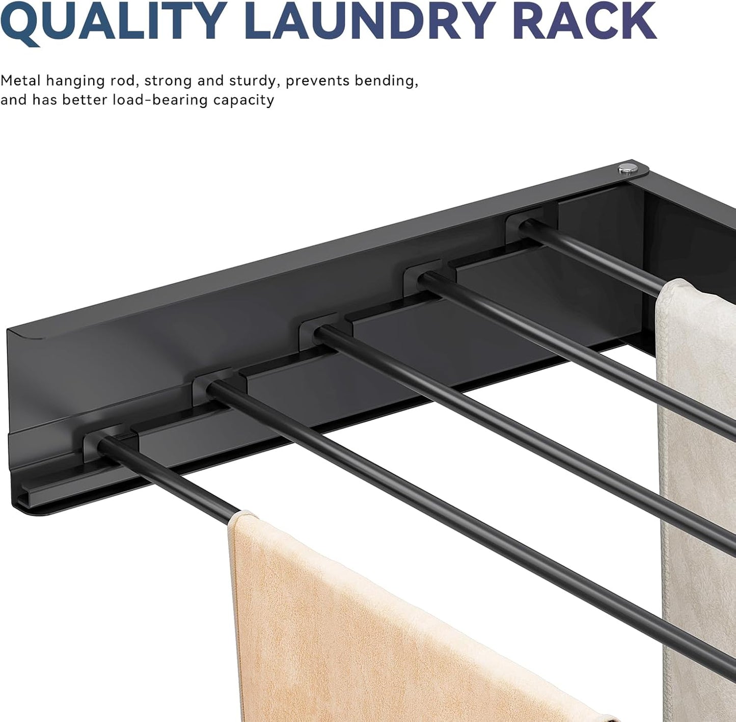 APEXCHASER Wall Mounted Clothes Drying Rack, Laundry Drying Rack Foldable, Towel Racks for Bathroom Balcony Laundry Room Wall Mounted, Collapsible Drying Rack for Clothing, 31.5", Black