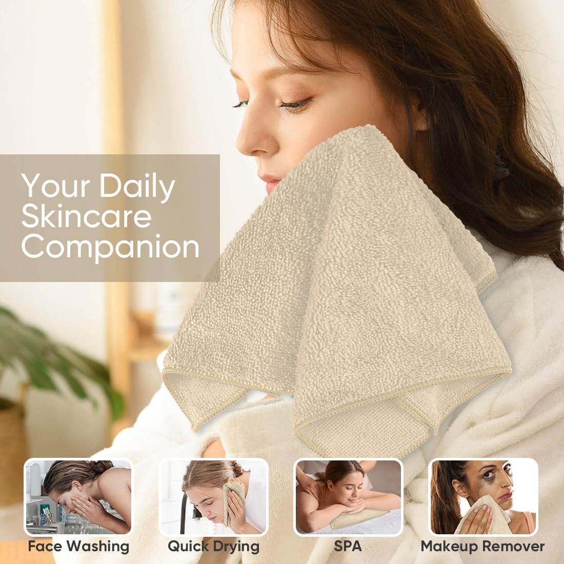 HOMEXCEL Microfiber Washcloths 24 Pack, Highly Absorbent and Soft Face Towel, Multi-Purpose Wash Cloths for Bathroom, Hotel, Spa, Gym, and Kitchen, 12x12 Inch, Brown