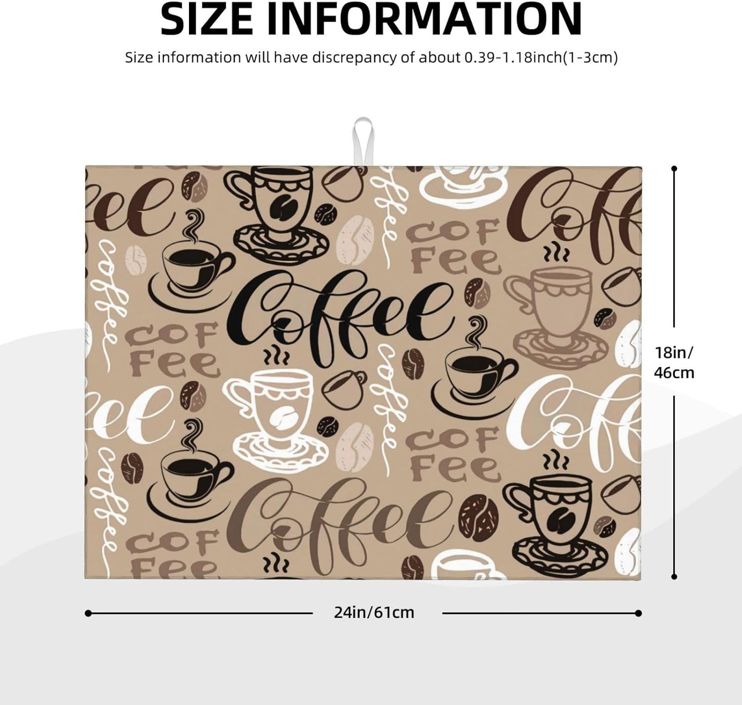 Brown Coffee Maker Beans Theme Microfiber Absorbent Reversible Dish Drying Mat For Kitchen Counter Xl Large Pad 18 X 24 Inch