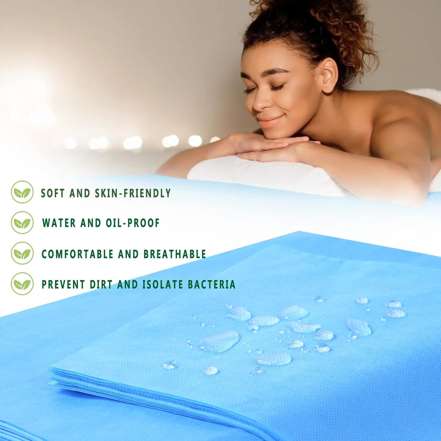 100 Pcs Disposable Bed Sheets 31" x 71" Massage Table Sheets Non Woven Fabric SPA Bed Cover Breathable for Massage Beauty Tattoos (100 Pcs Blue)