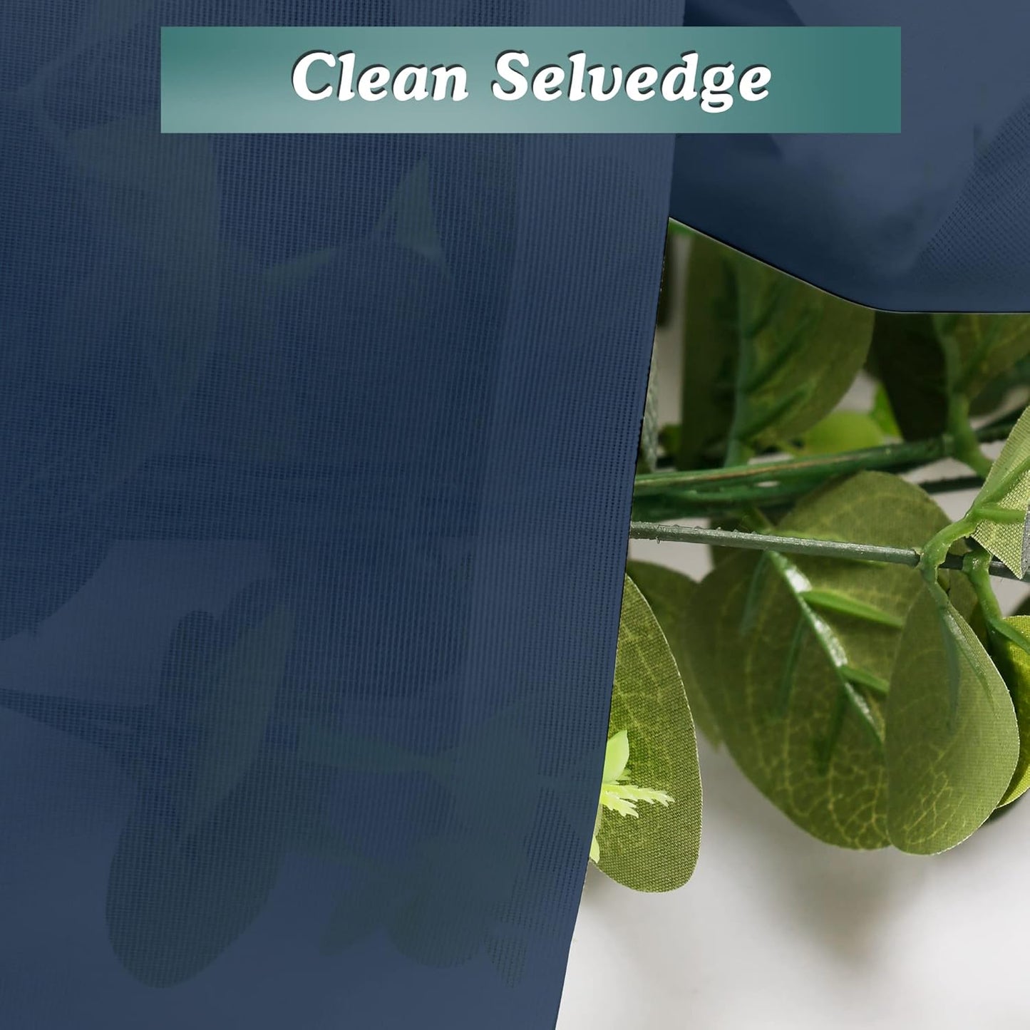 Chyhomenyc Voile Sheer Curtain Panels 45in Long 2 Pack, Short Bathroom Window Curtains for Small Window/Living Room/Guest Room/Basement, Airy Light Filtering Drapes, 42W x 45L inch, Navy Blue