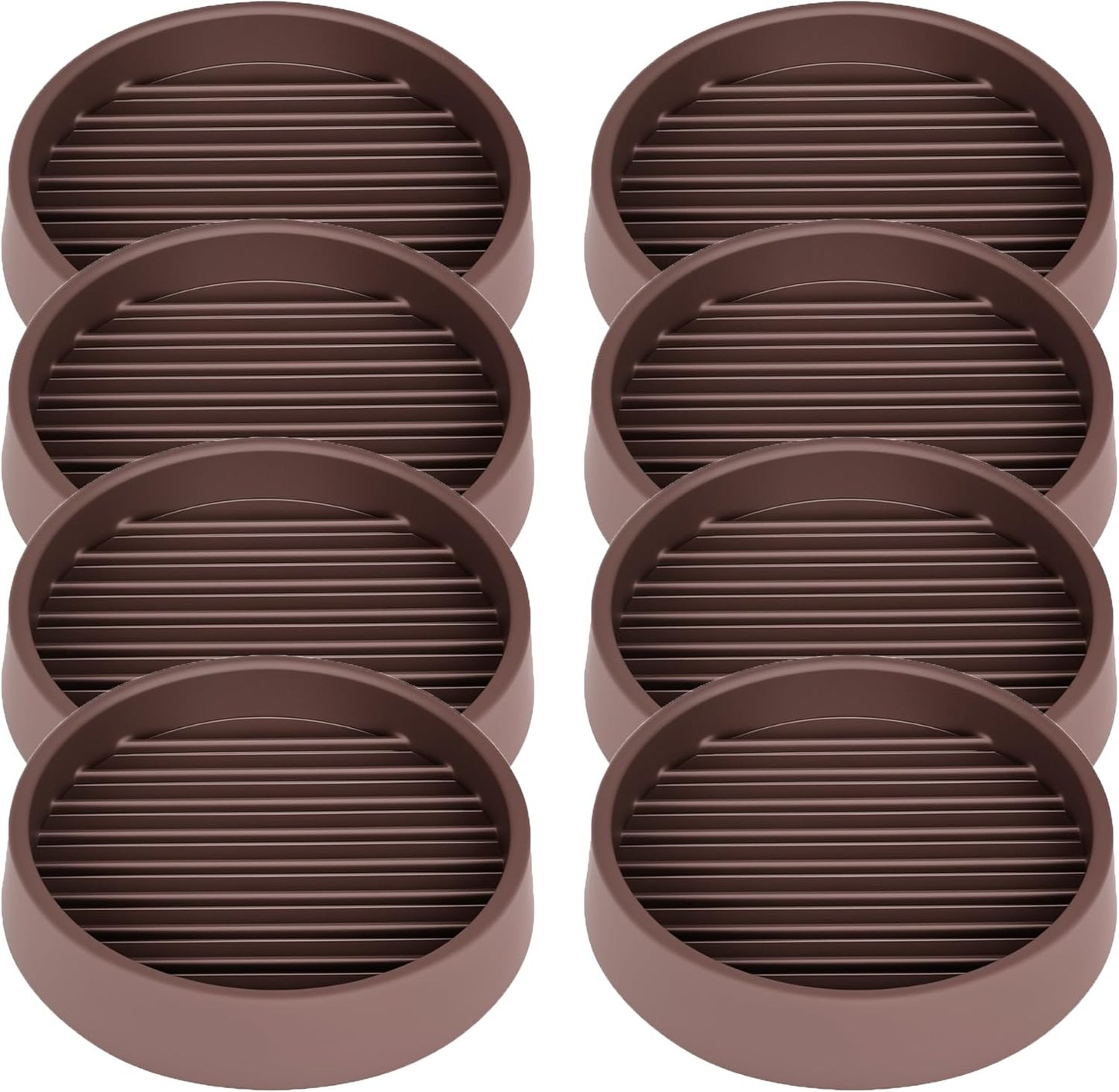 Non Slip Furniture Pads, 2.5” Round Rubber Caster Cups, 8 Pcs Furniture Coasters, Anti-Slip Gripper, Anti Slide Furnitures Feet Floor Protectors for Bed Couch Stoppers - Brown