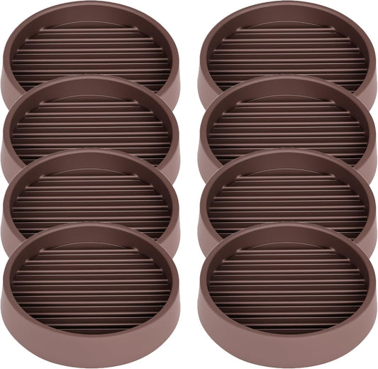 Non Slip Furniture Pads, 2.5” Round Rubber Caster Cups, 8 Pcs Furniture Coasters, Anti-Slip Gripper, Anti Slide Furnitures Feet Floor Protectors for Bed Couch Stoppers - Brown