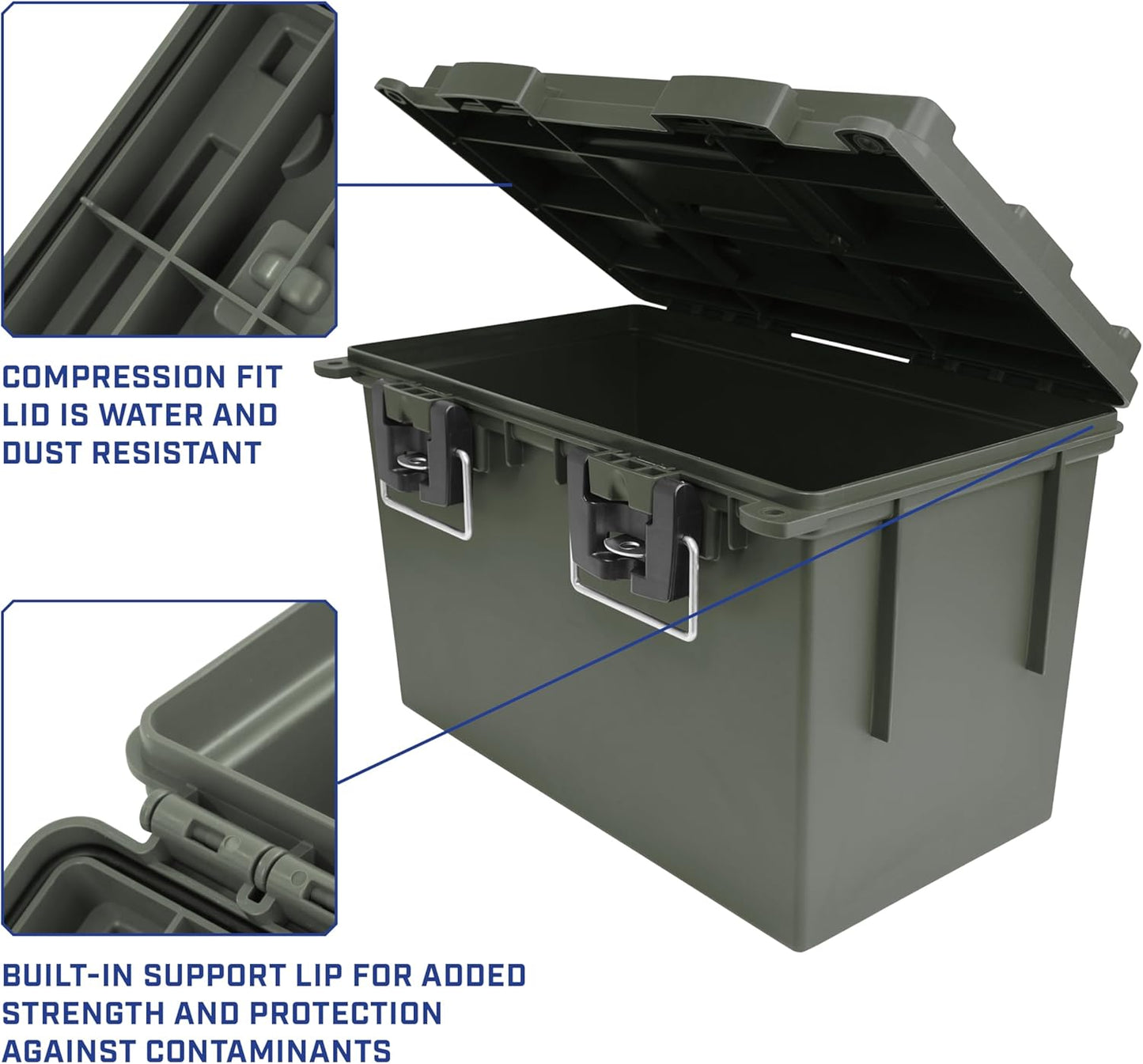 Sheffield 12774 XL Storage Bins With Lids, 2-Pack Stackable Storage Bins, Made in USA, Lockable and Water-Resistant Containers with Lids, Plastic Containers for Home, Classroom, and Dorm