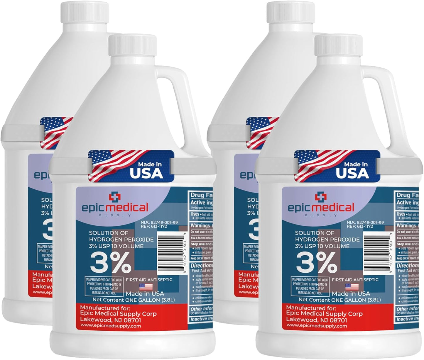 3% Hydrogen Peroxide - First Aid Antiseptic & Multipurpose Cleaner - Topical Wash for Cuts, Scrapes and Minor Cuts - H2O2 Hydrogen Peroxide 3 Percent USP Solution (4 Gallon)