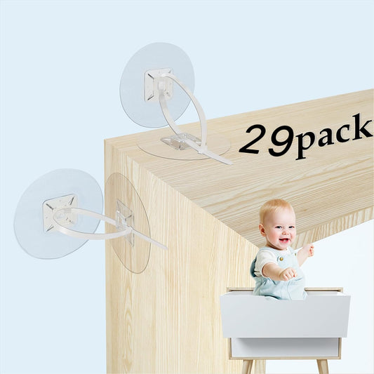 Furniture Anchors No Drill Upgraded Furniture Straps for Baby Proofing, Self-Adhesive Secure 168 Pound Furniture Prevent Falling Anti Tip Earthquake Straps for Child Safety