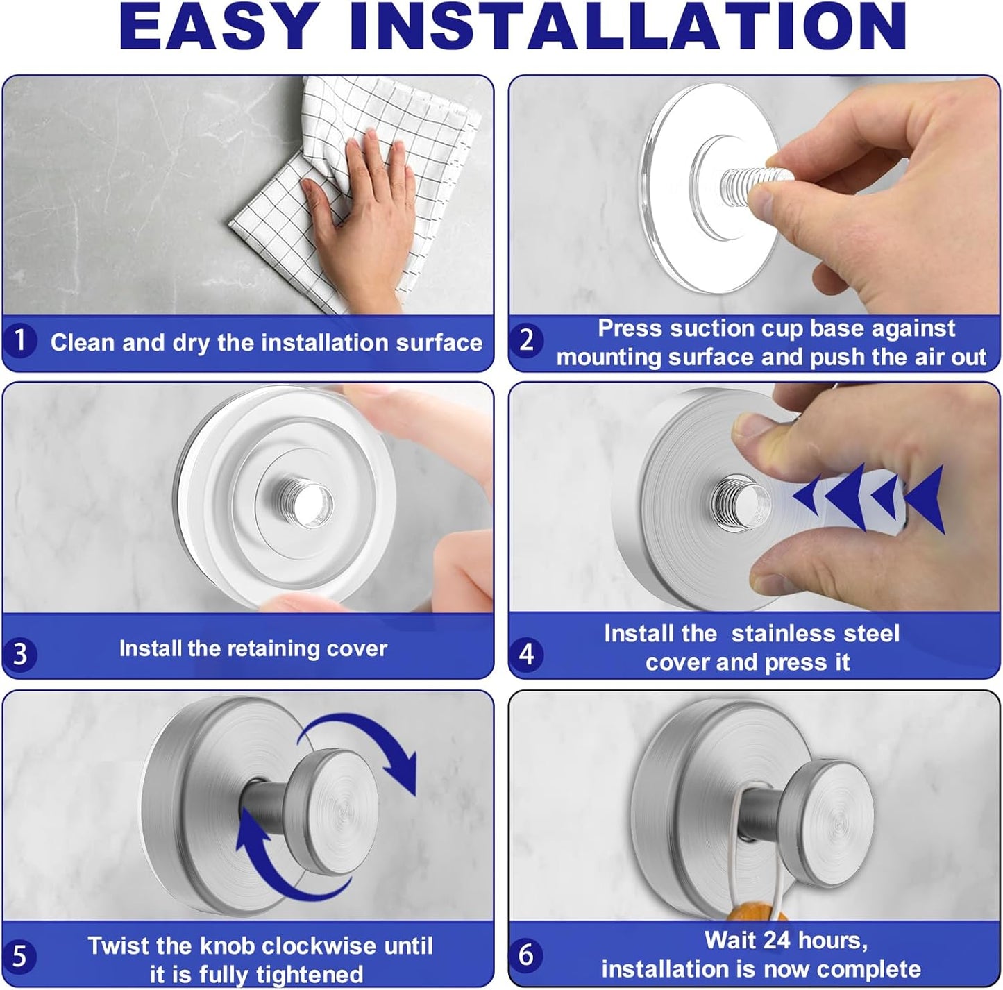 Suction Cup Hooks for Shower, Removable Towel Hooks for Bathroom Window Glass Door Wall, Bath Robe Looafh Hook for Hanging - 2 Pack, Silver