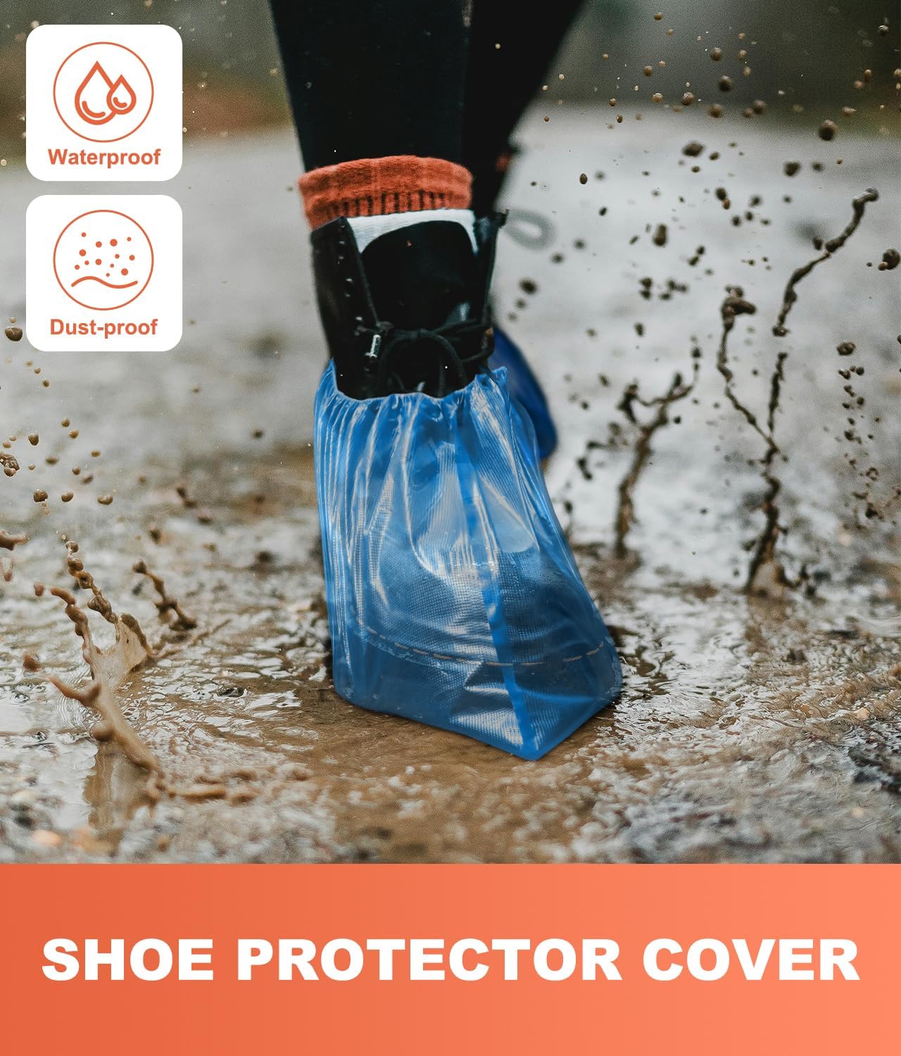 Shoe Covers Disposable – 100 Pack (50 Pairs), Roll-Pack CPE Boot Covers, Waterproof, Stretchable, Fits Up to Men’s 10 / Women’s 12, Ideal for Indoor & Outdoor Use, Easy Storage – Blue