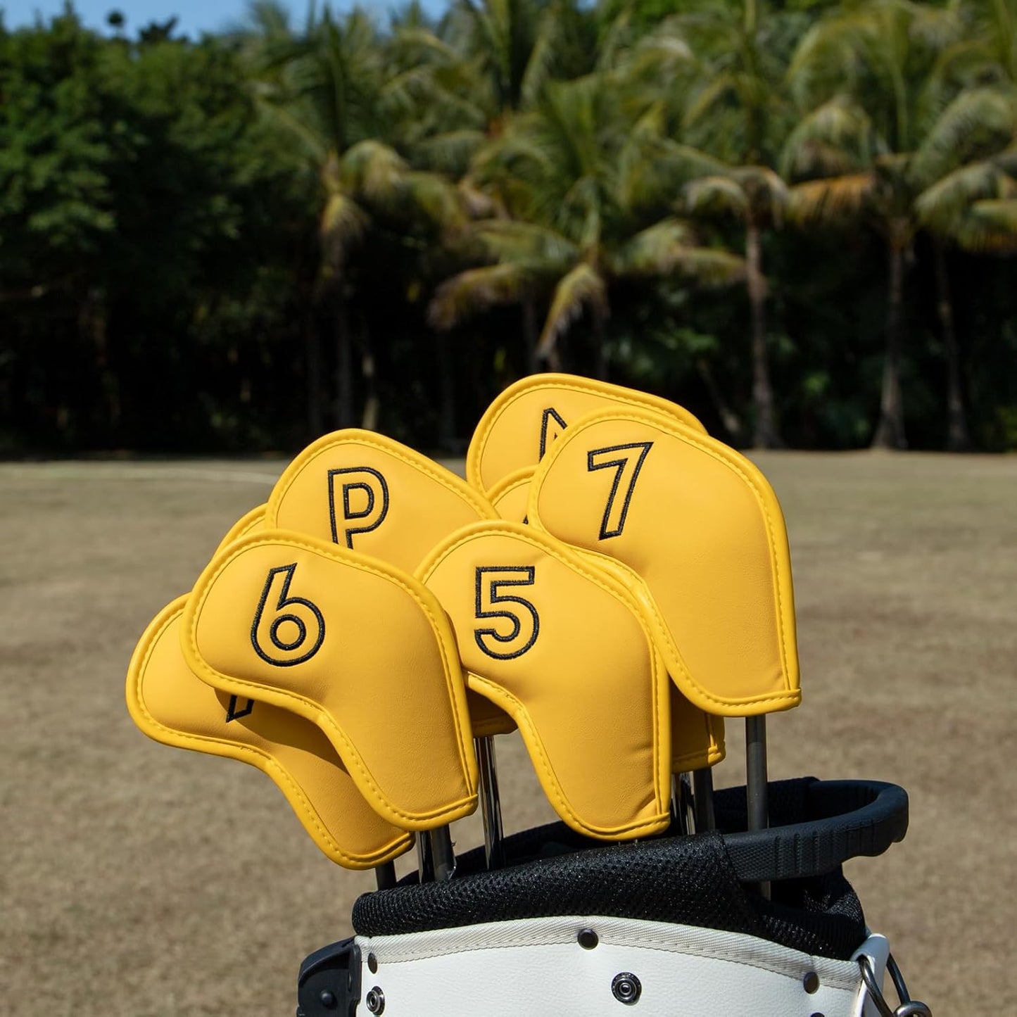 Montela Golf Iron Covers,Golf Iron Head Covers Leather Golf Iron Covers Set 9pcs Golf Iron Headcovers,Golf Club Head Covers for Iron Club Fit All Brands Titleist,Callaway,Taylormade