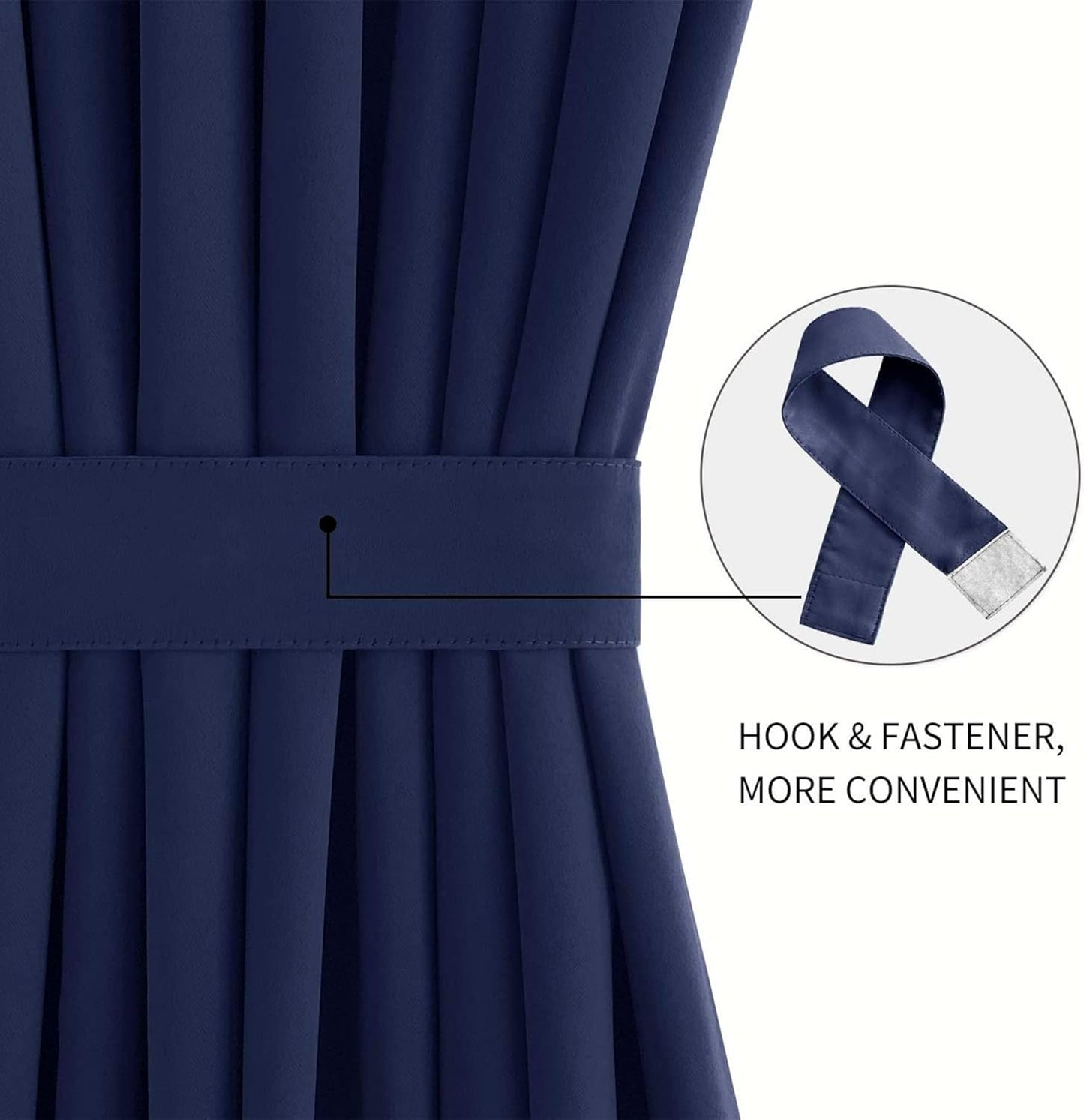 DWCN French Door Curtains – Rod Pocket Thermal Blackout Curtain for Doors with Glass Window, Kitchen and Patio Doors for Privacy, 36 X 80 Inches Long, 1 Curtain Panel with Tieback, Navy Blue