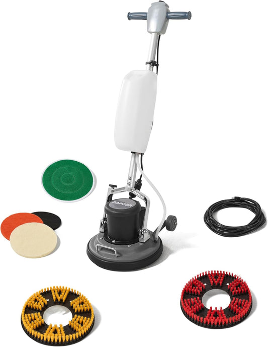 13" Heavy-duty Multi-Functional Floor Buffer Polisher Machine - Clean, Buff, Scrubb and Polish with Ease! Ideal for Carpets Too! Includes Optional Solution Tank, 2 Brushes and 3 Scouring Pads