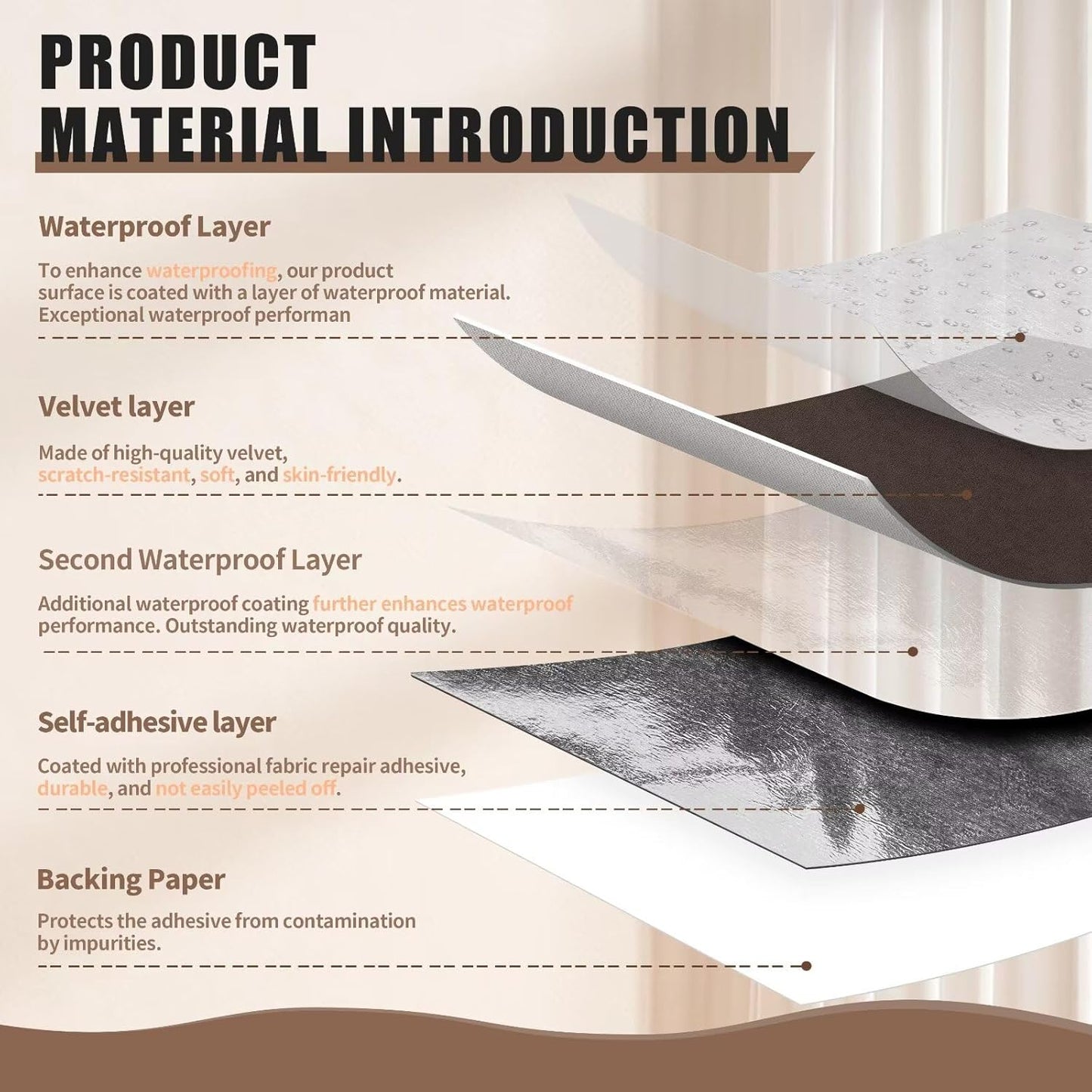 Azobur Couch Patches, Extra-Large Durable Fabric Tape, Ideal for Automotive Upholstery Repair, Waterproof, Self-Adhesive, Quickly Fix Sofas, Car Interiors, and Other Fabric Items (Dark Brown)