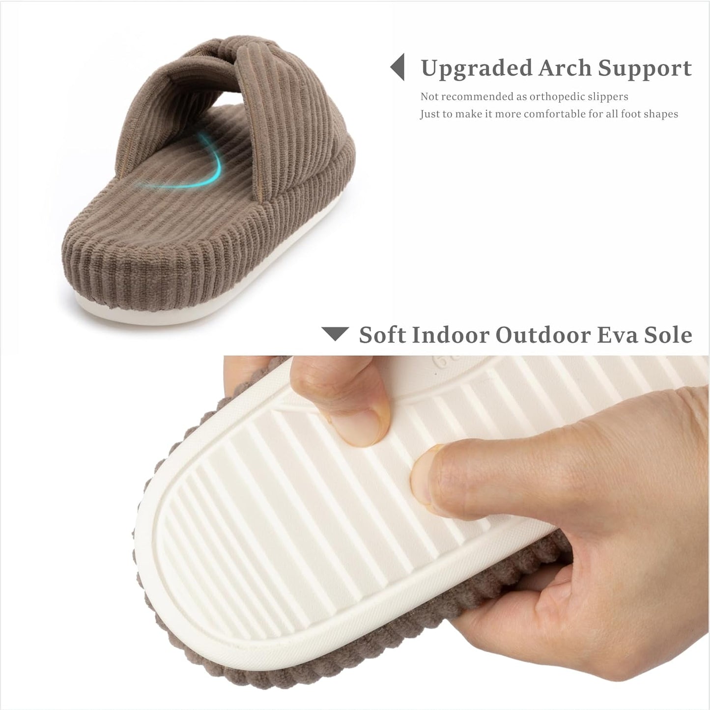 Chantomoo Slippers for Women Memory Foam House Bedroom Corduroy Bow Crossbands Slide Slipper Shoes Comfy Trendy Gift Slippers