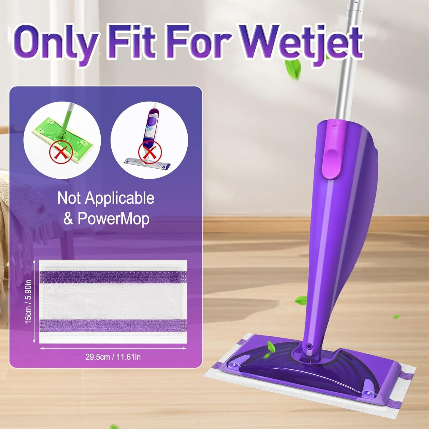 40Pack Mopping Pad Refill for Wetjet Mop Compatible with Wet Pads Refill Replacement for Wet Jet Pads Disposable Multi Surface Floor Mop Pads, Thickness & Absorbent