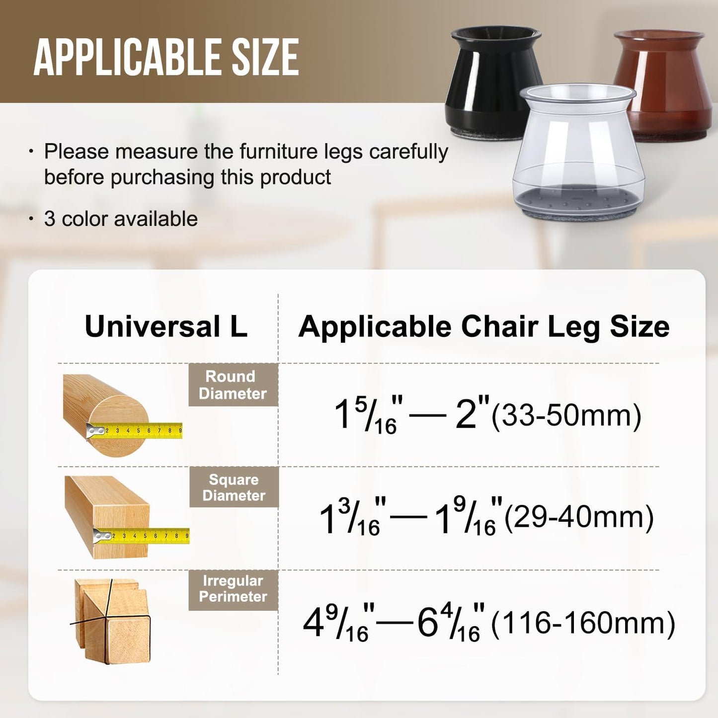 BUMACO 20Pcs Chair Leg Floor Protectors Chair Leg Protectors for Hardwood Floors Silicone Pads Covers to Protect Floors Universal L Clear Fit (1-5/16" to 2")
