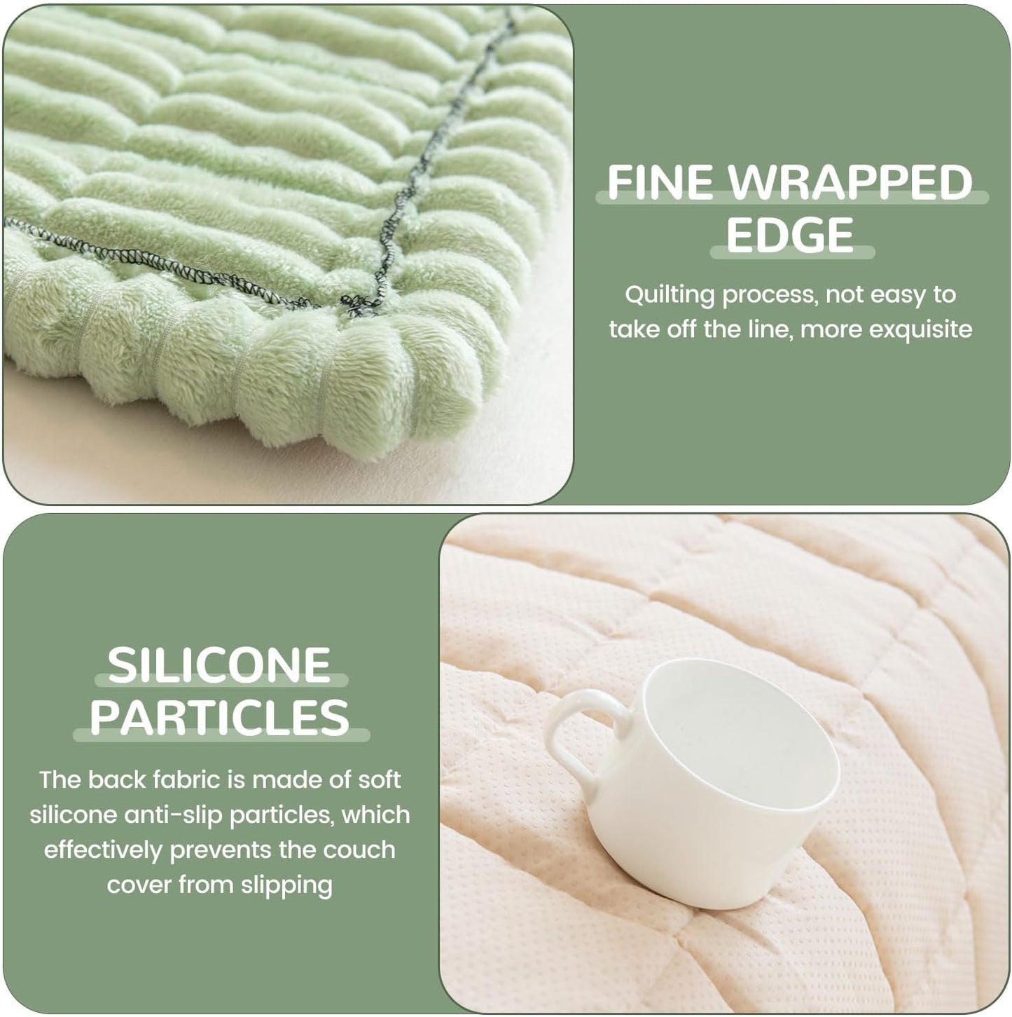 OTOB Dog Couch Covers for 3 Cushion Washable Non Slip Plush Pet Friendly Bed Mat Sofa Cover for Dogs, All Seasons Cozy Soft Fuzzy Furniture Protector Sofa Slipcovers (Matcha Green, 27.6" x 59.1")