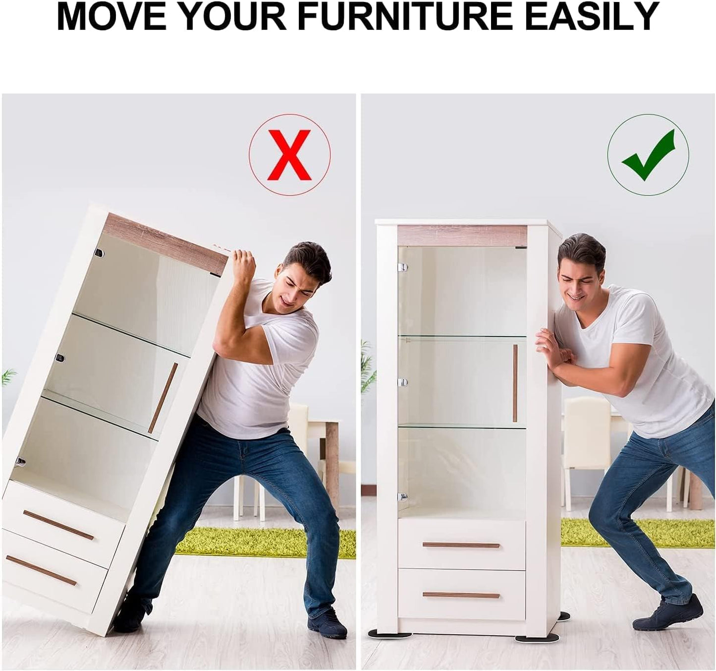 Ezprotekt 8 Pack Large Furniture Movers Sliders for Carpet, 9 1/2" x 5 3/4" Reusable Oval Furniture Moving Pads for Heavy Bed Sofa Fridge Couch Cabinet, Move Items Quickly and Easily (Brown)