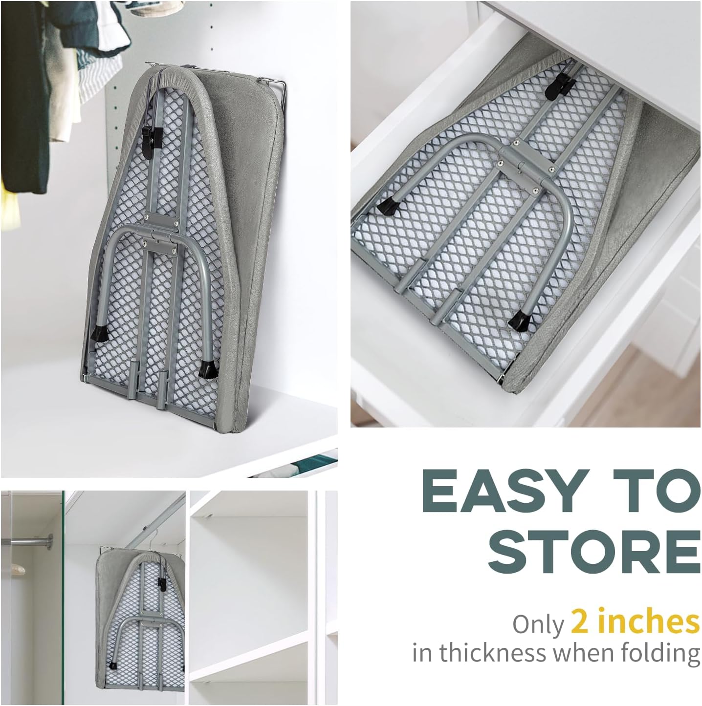 Metal Foldable Tabletop Ironing Board with Iron Rest, Portable Ironing Board Small with Heat Resistant Cotton Cover, RAINHOL Mini Iron Board for Small Space and Travel, 31"x12", Gray