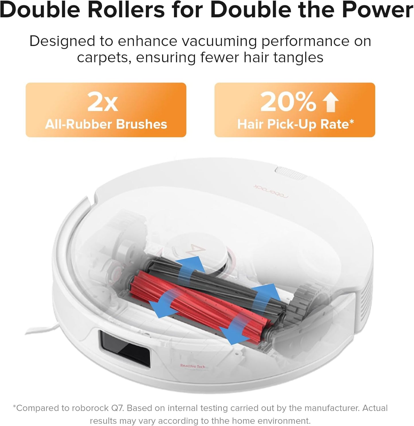 roborock Q8 Max Robot Vacuum and Mop Cleaner, DuoRoller Brush, 5500Pa Strong Suction, Lidar Navigation, Obstacle Avoidance, Multi-Level Mapping, Perfect for Pet Hair