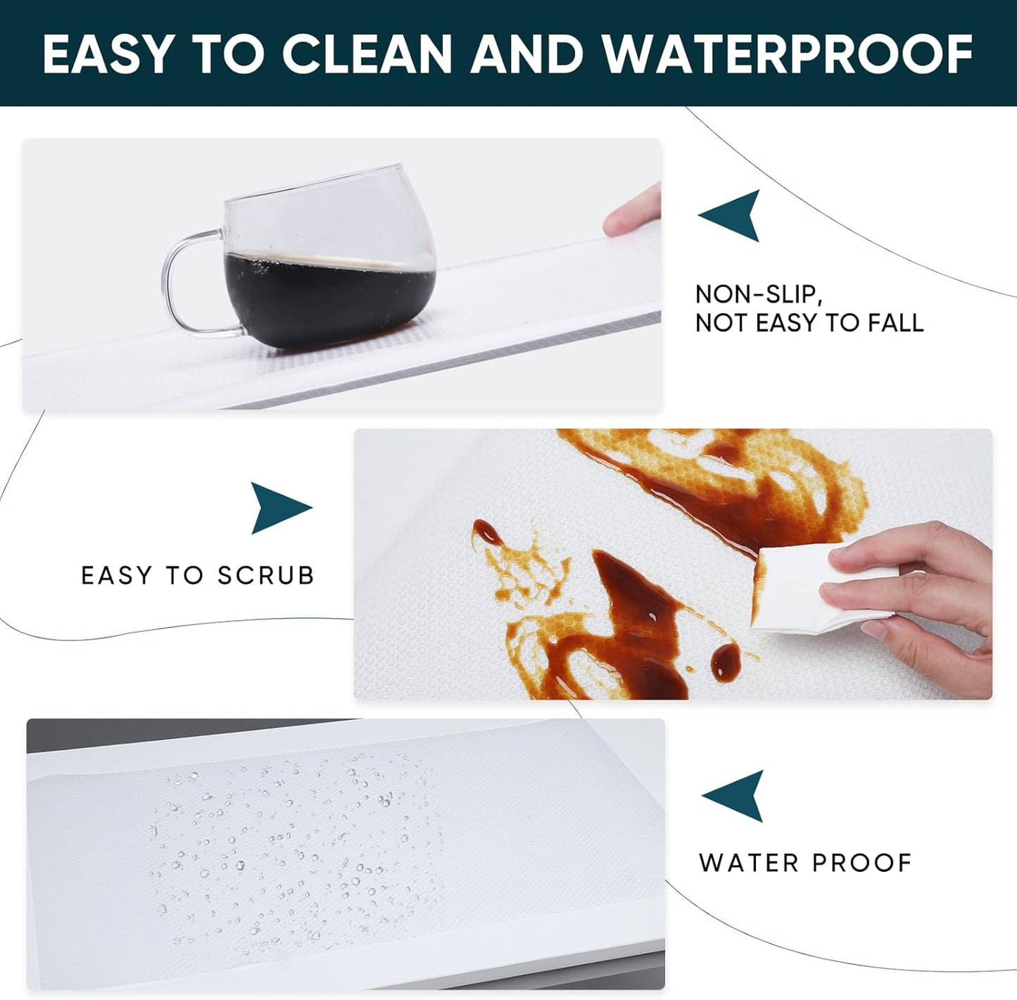 Shelf Liners for Kitchen Cabinets Non-Adhesive & Washable,Non Slip Cabinet Liners for Shelves Waterproof & Oil Proof,Clear Plastic Drawer Liner,Easy to Cut & Food-Grade EVA 12'' x 20' x 4 Rolls CT-122