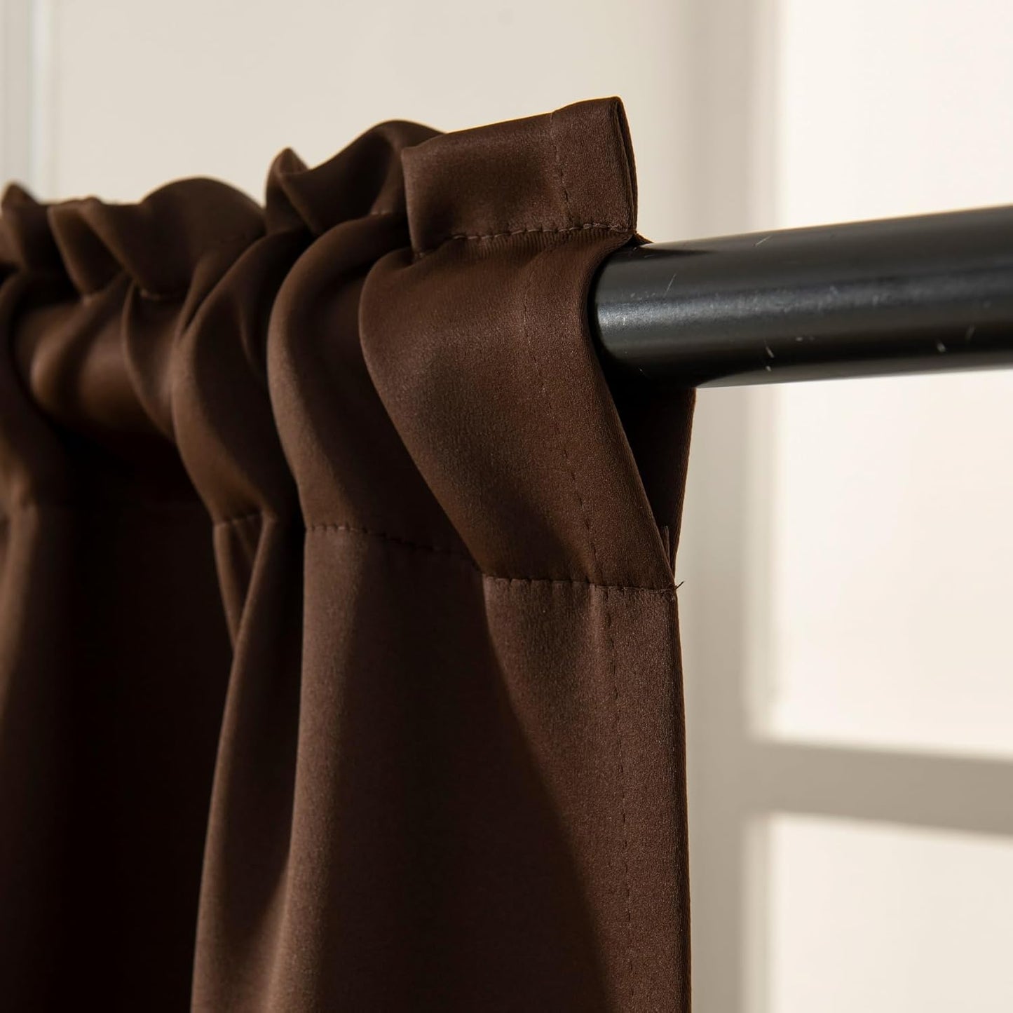 Pickluc Blackout Curtains 45 Inches Long 2 Panels, Room Darkening Tiers with Rod Pocket, Short Black Out Curtain for Small Window, 42" Wide and 45" Length, Set of Two, Chocolate Brown.