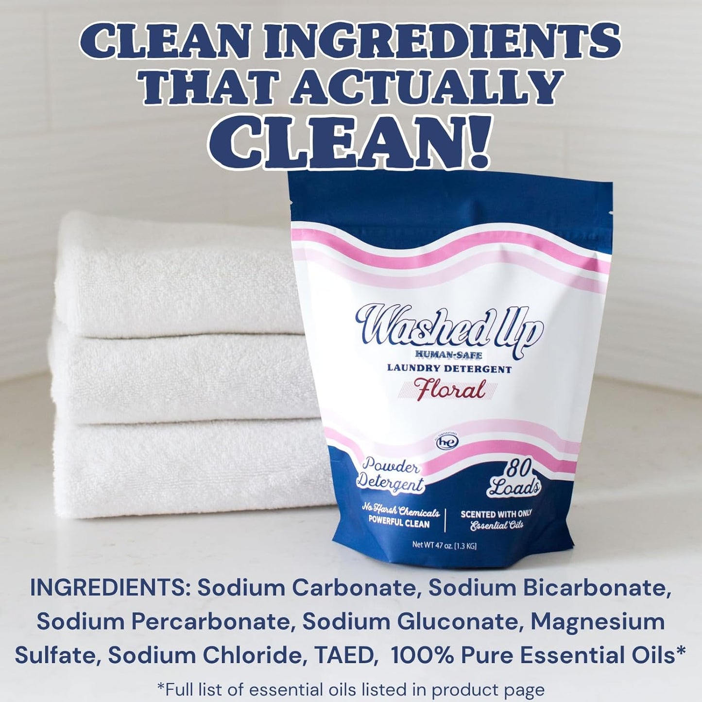 Laundry Detergent Powder | Safe for Sensitive Groups | Powerful Clean | Plant & Mineral-Based | Made in USA