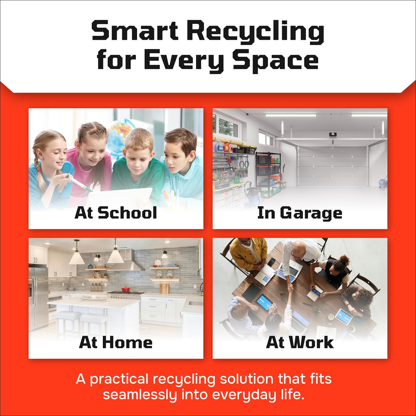 Multi Bin Recycling System with Nine Stackable 6 Gallon Recycle Bins to Build Your Recycling Center for Offices, Kitchen, Garages, Businesses (9 Pack, Blue/Yellow/Green)