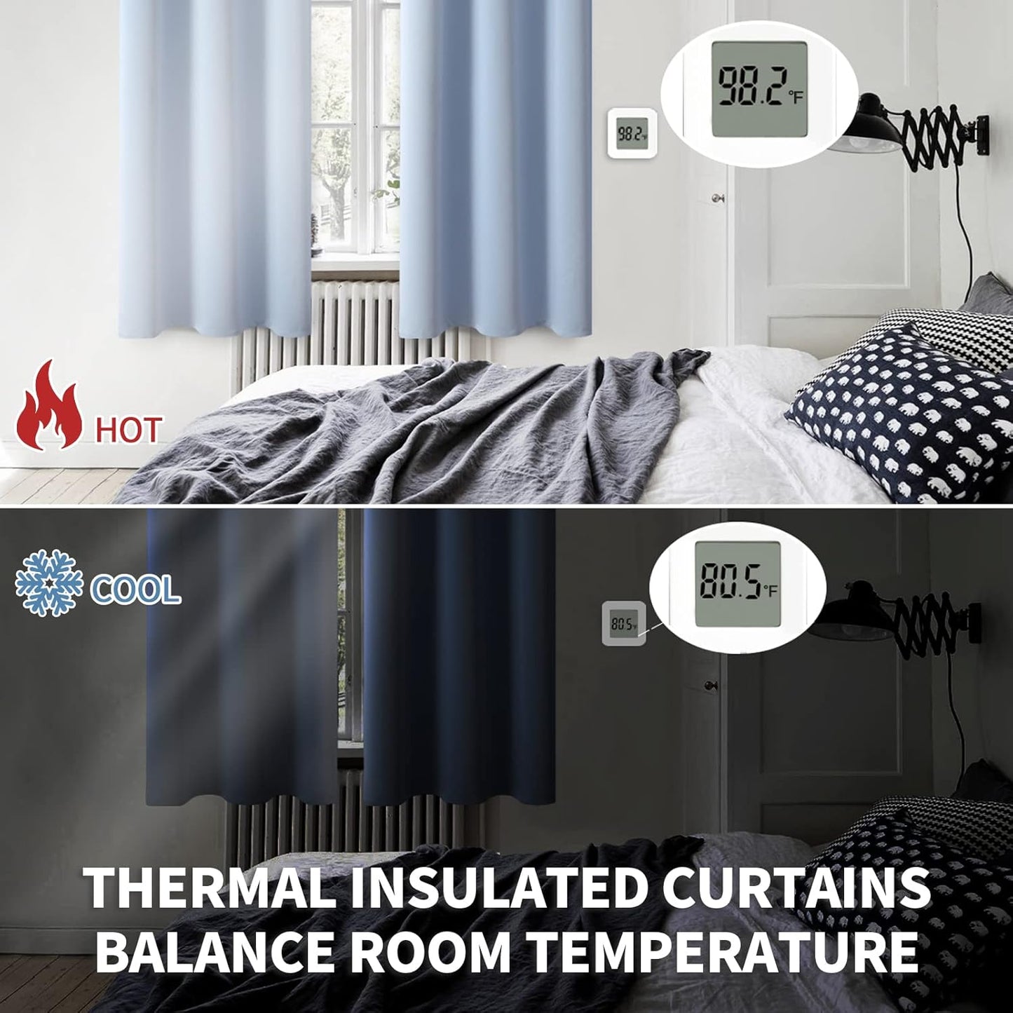 BGment Baby Blue Room Darkening Curtains 63 Inches Long for Kids Bedroom - Rod Pocket Thermal Insulated Blackout Curtain for Living Room, 42 x 63 Inch, 2 Panels