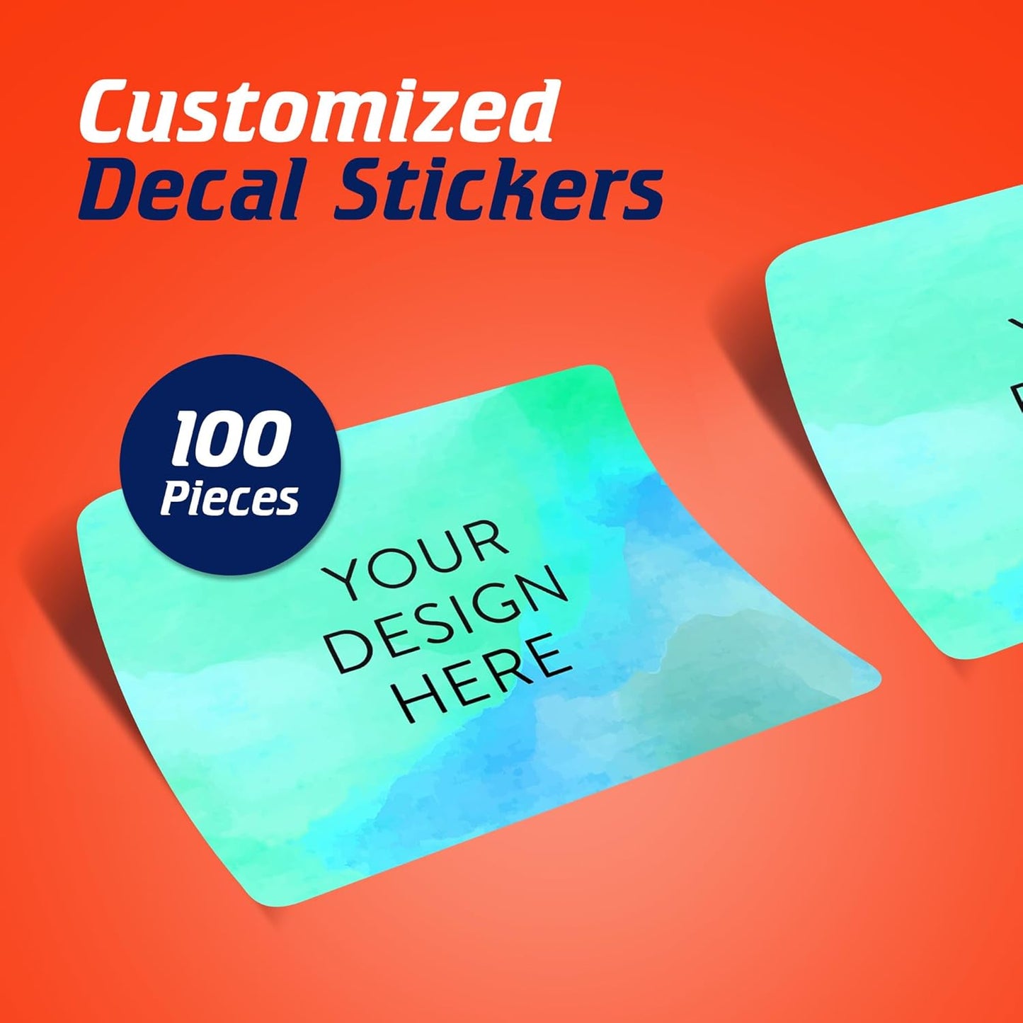 100 Custom Vinyl Stickers - Upload Your own Image, Text, Design, Logo - Personalized Logo Labels for Handmade, Packaging, Bottle, Jars, Candle, Brand Stickers (Blue Green, 4x2)