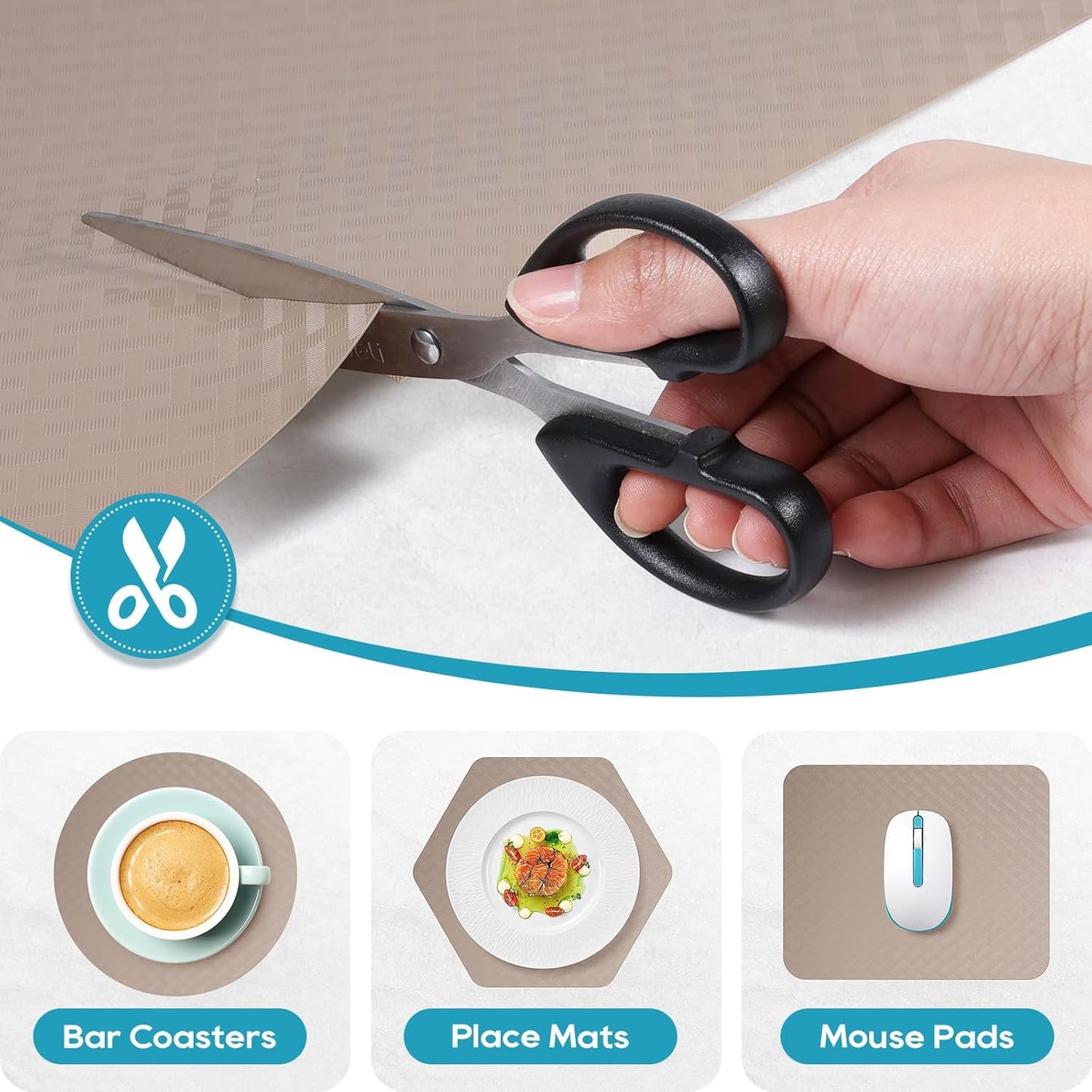 Beige Shelf Liners for Kitchen Cabinets Refrigerator Liners Waterproof & Oil-Proof Kitchen Cupboard Liner Drawer Mats EVA Material Non Adhesive Fridge Liner for Shelves 17.5 x 78.7 Inches