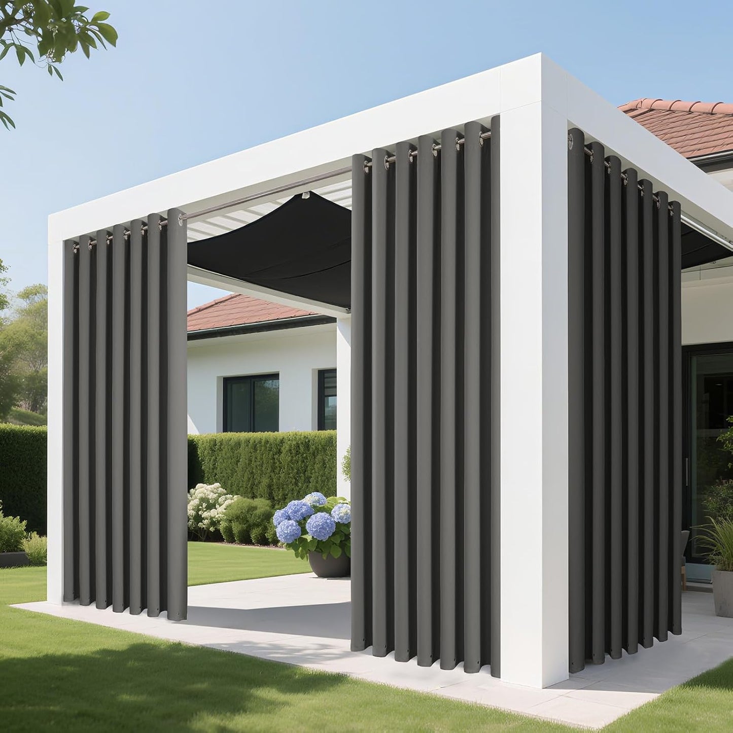 Joydeco Blackout Patio Sliding Door Curtains 90 Inches Long, Grommet Privacy Room Divider Curtains, Extra Wide Thermal Blackout Drapes for Bedroom Living Room (Light Grey, 100Wx90L, 1 Panel)