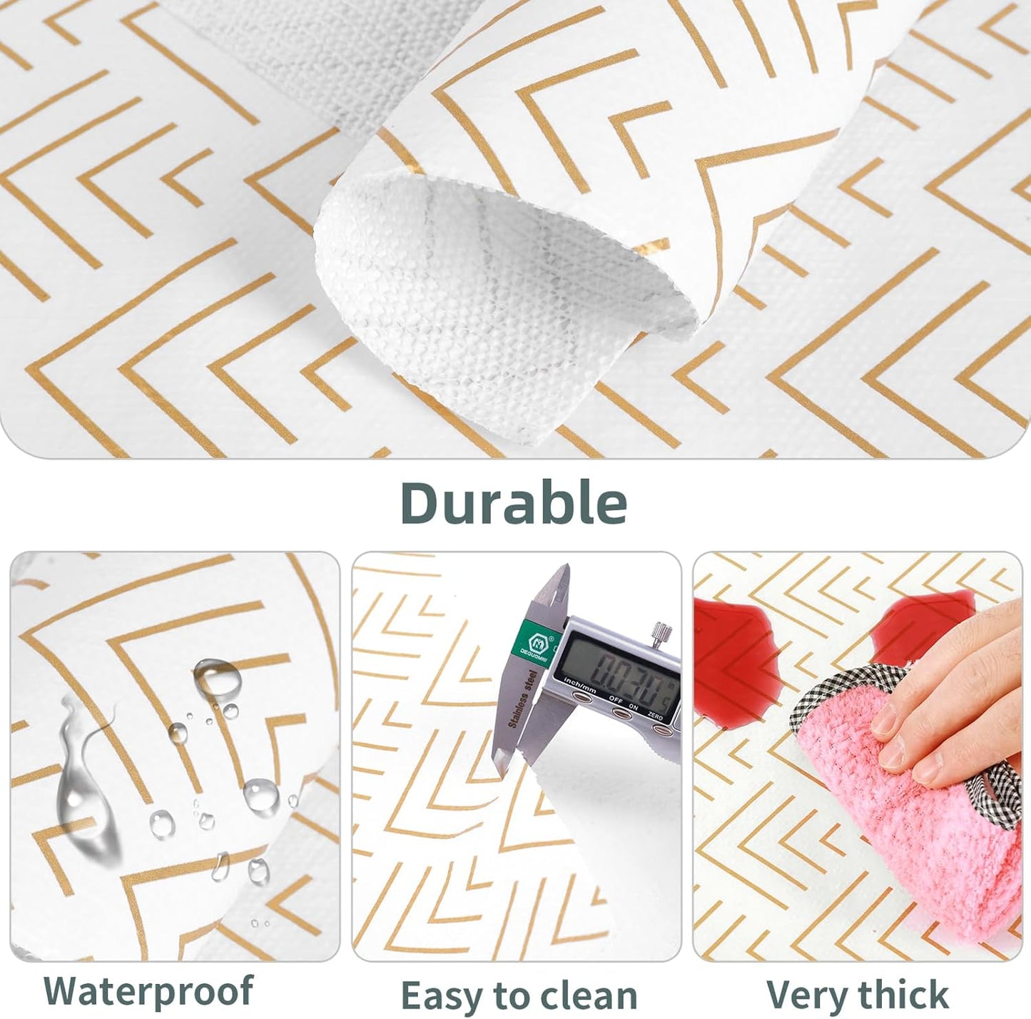 Shelf Liner for Kitchen Cabinets Non Adhesive Drawer Liner Non-Slip Thickened Shelf Liner Paper Strong Easy to Clean for Tool Box Refrigerator with Knife and Tape Measure, Gold Arrow,23.6 x 354.3 in