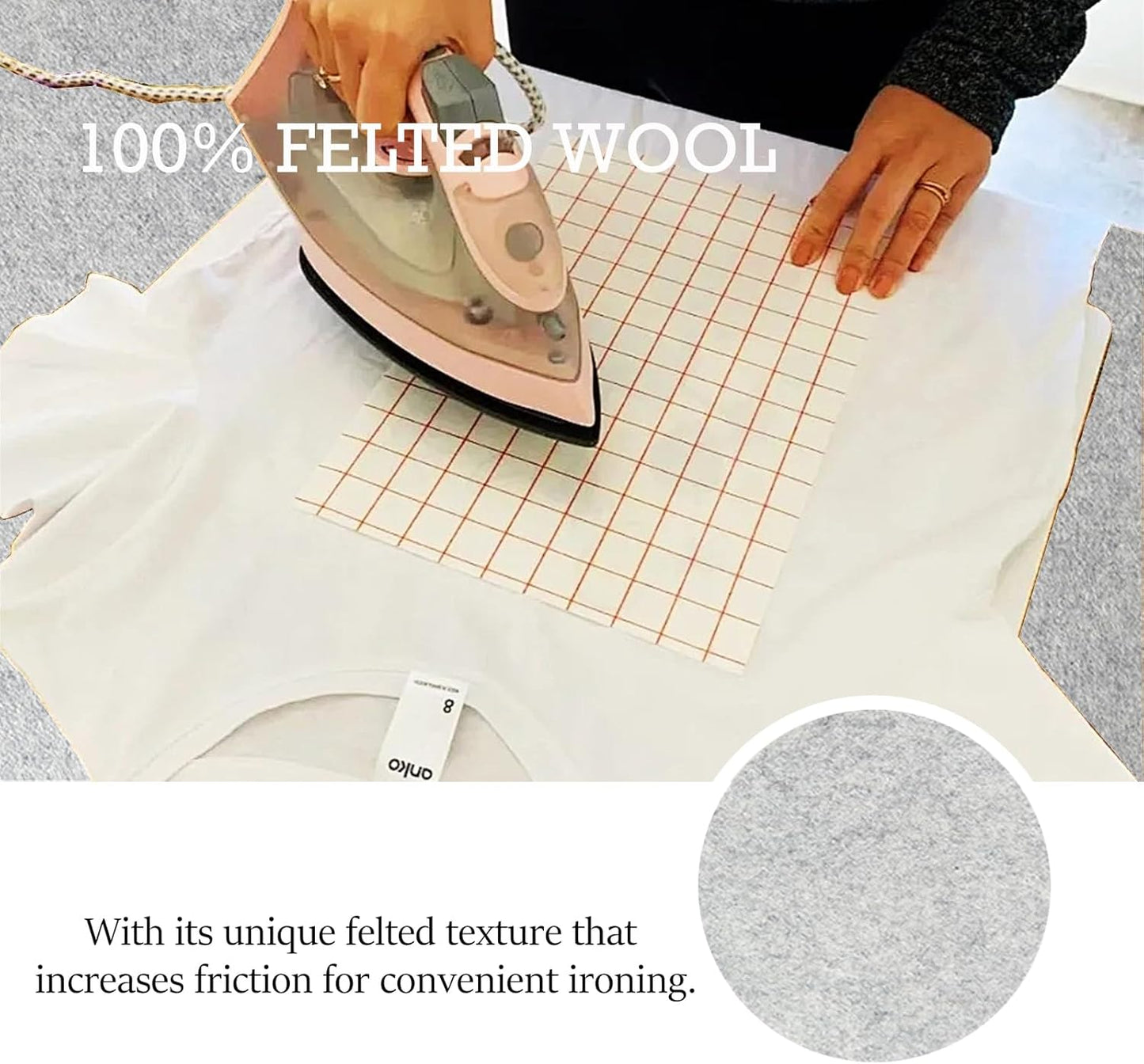 Wool Pressing Mat for Quilting, 24" X 18" Portable Wool Ironing Mat 100% Felted Wool Iron Board for Quilters, Great for Quilting & Sewing Projects