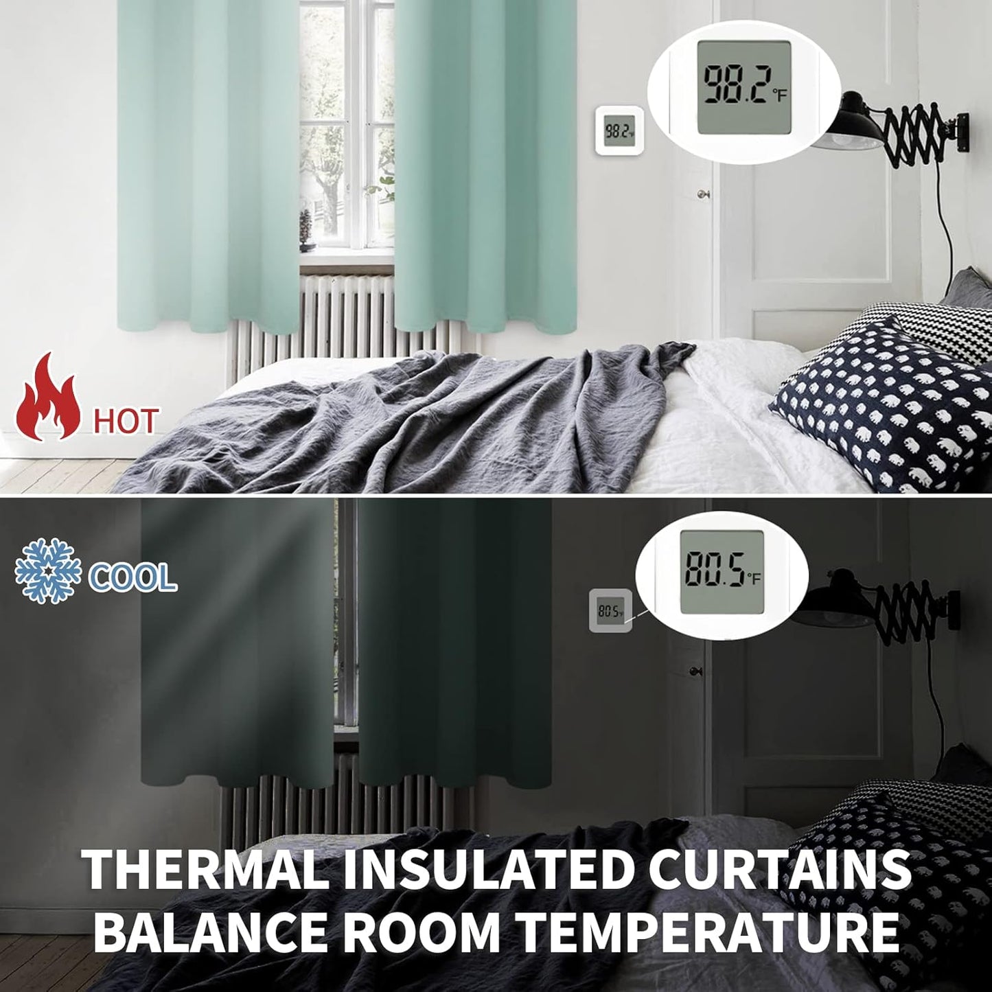 BGment Sage Green Curtains 54 Inch Length for Short Window - Thermal Insulated Blackout Drapes with Rod Pocket for Bedroom Bathroom Basement Living Room, 42 x 54 Inch, 2 Panels