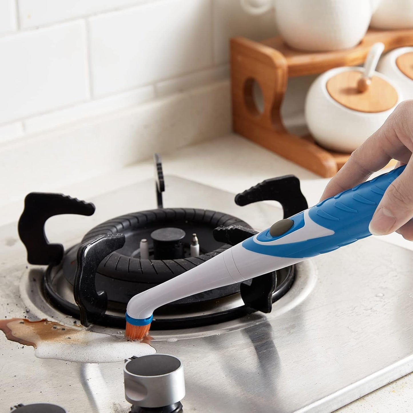 Electric Brush with 4-in-1 Multiple Brush Heads, Cordless Motorized Cleaning Brush for Bathroom, Toilet, Kitchen, Tile, Crevice