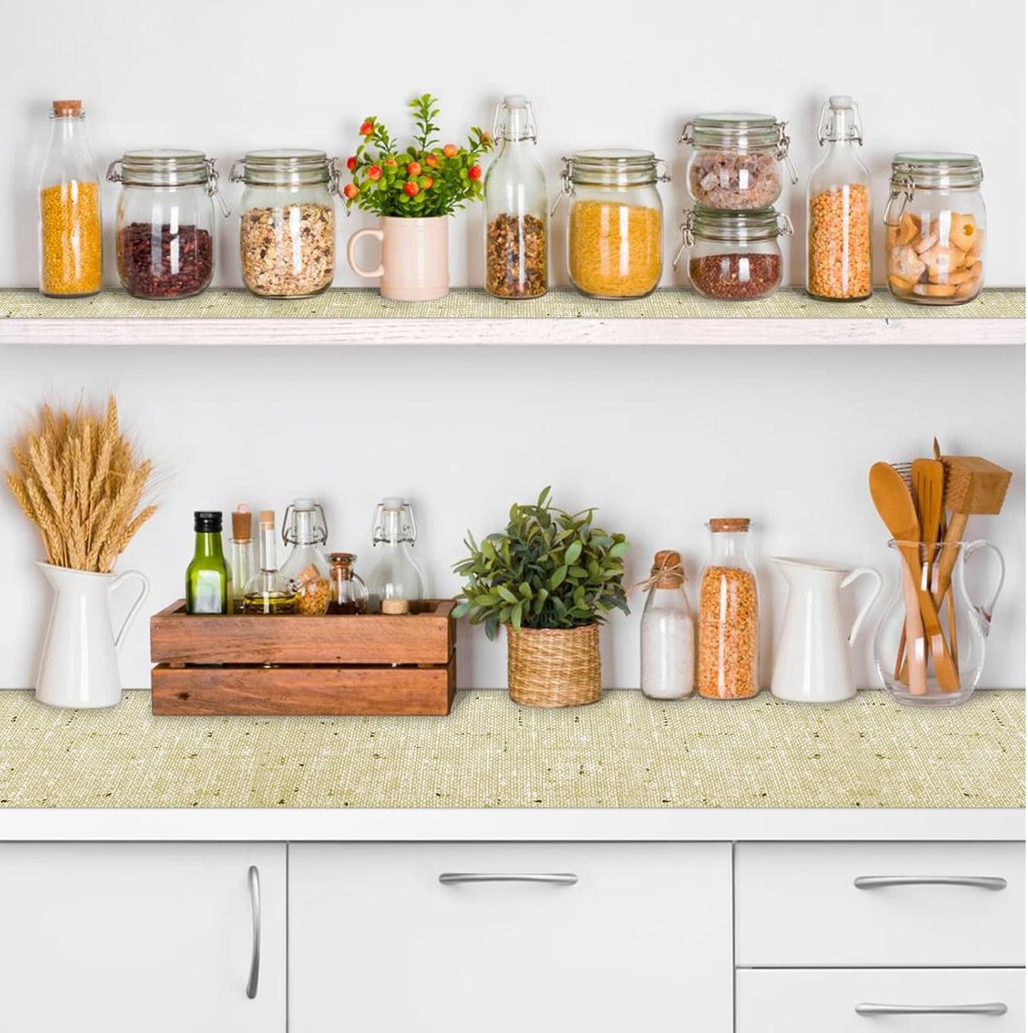 Shelf Liner 18" W x 96" L Cabinet Liners Non Adhesive, Drawer Liners Non Slip Kitchen Mat Waterproof Oil-Proof for Kitchen Cabinet, Shelves, Refrigerator, Storage, Easy to Trim