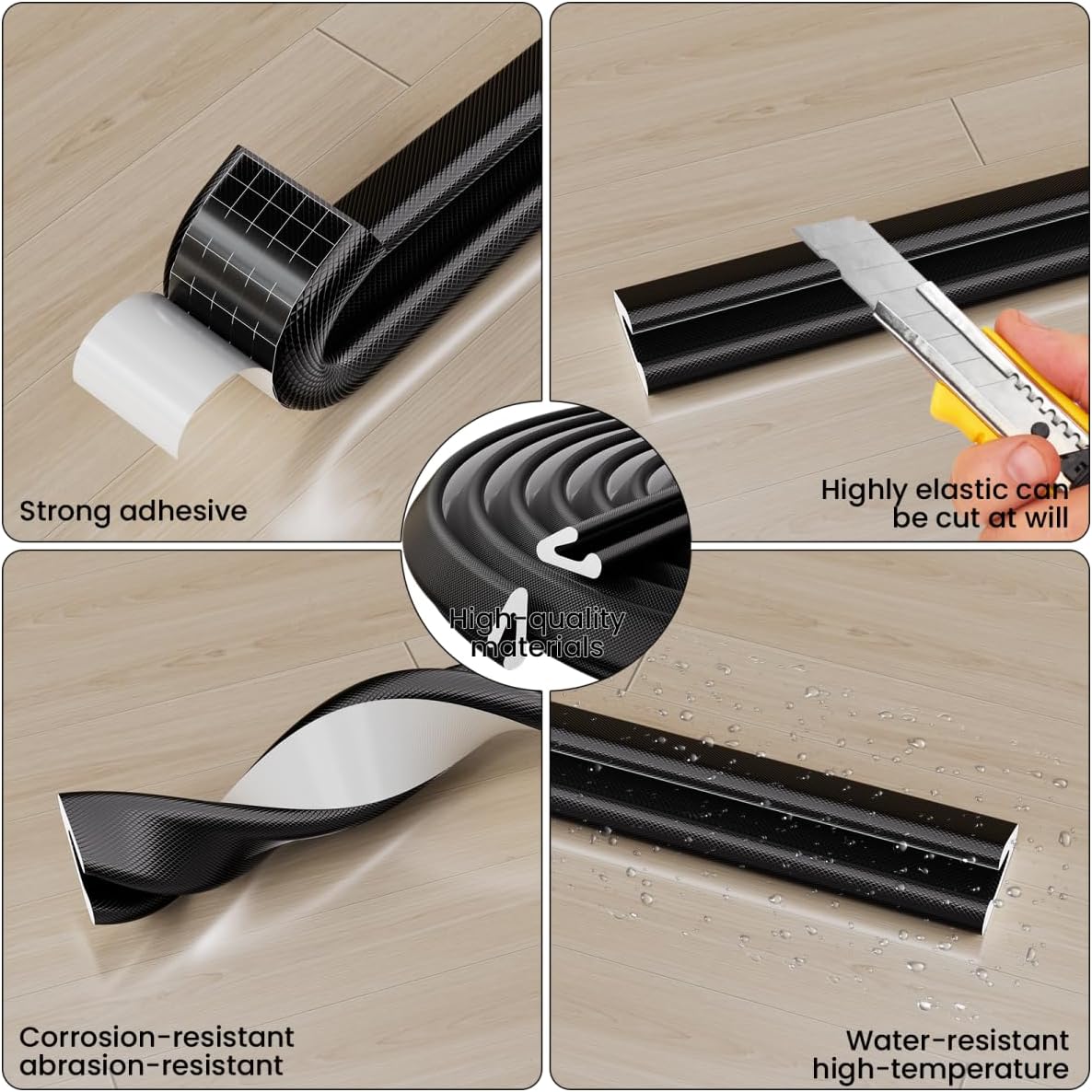 V Shape Foam Weather Stripping Door Frame Seal Strip 19.7FT Black, Draft Stopper, Insulation Winter, Weatherstripping, Gap Sealing, Soundproofing, Self-Adhesive Used for Exterior Front Door Side