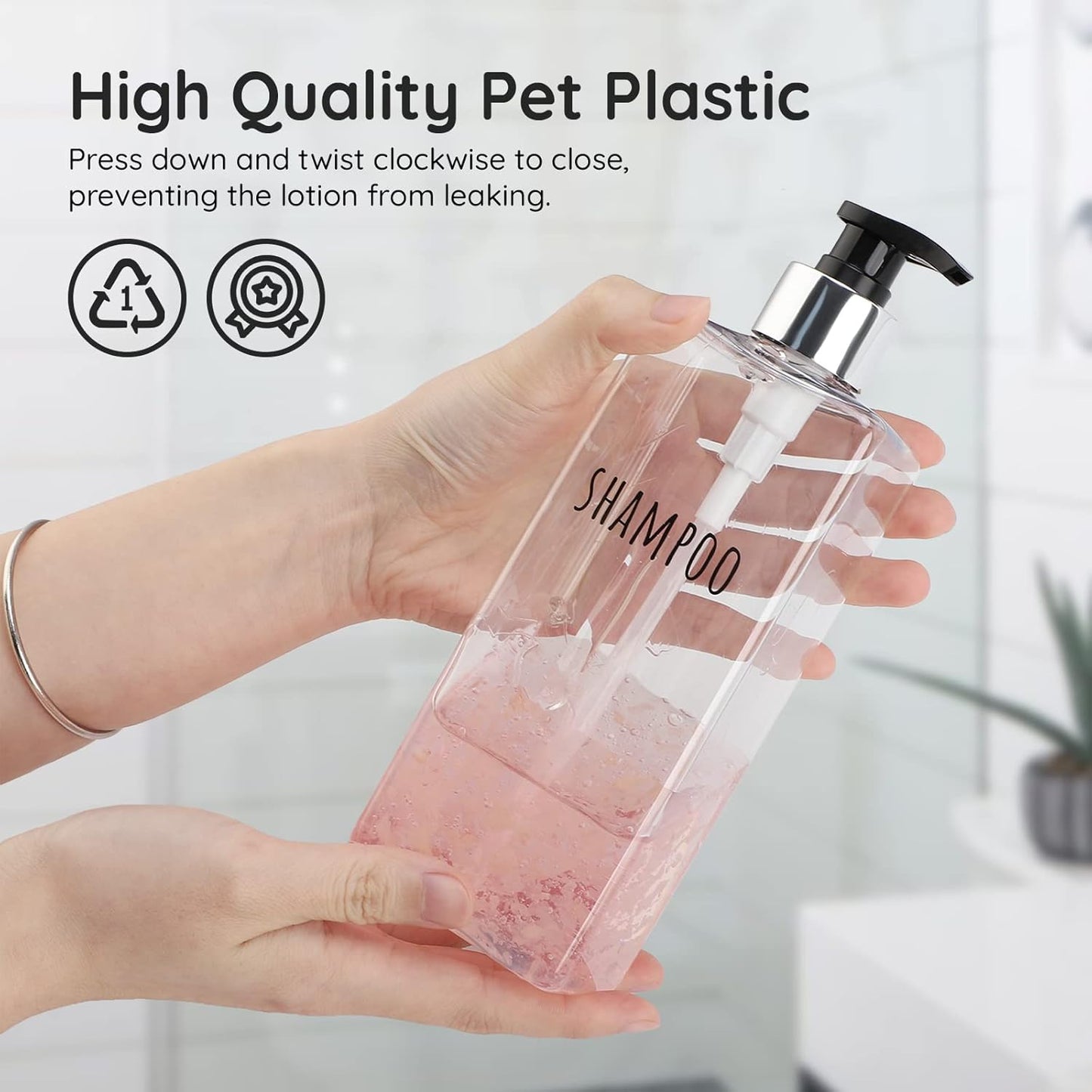 Segbeauty 3pcs Clear Soap Dispenser, 16.9oz Refillable Shampoo Conditioner Bottles, 500ml Empty Plastic Square Body Wash Dispenser for Shower Bathroom Press Pump Bottle Liquid Container Set