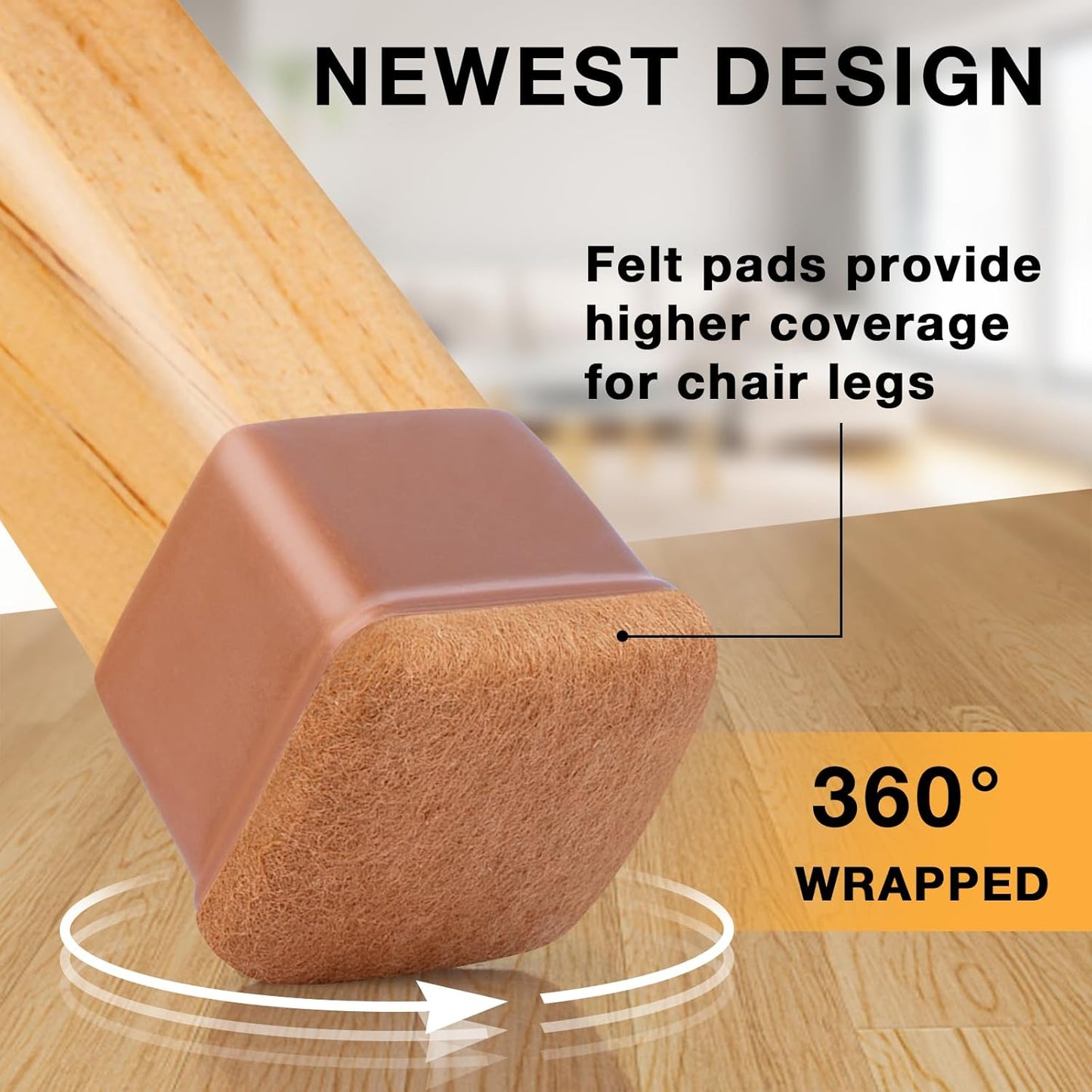 24 Pcs Extra Large Square Chair Leg Floor Protectors, Silicone Chair Leg Protectors for Hardwood Floors, High Elastic Chair Leg Caps, Protect Wooden Floors from Scratching (Fit: 1-2/5" - 1-4/5")
