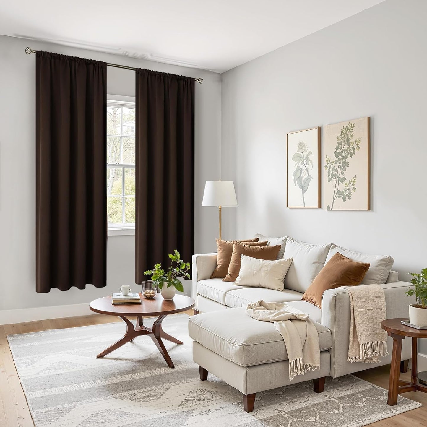 BGment Rod Pocket Blackout Curtains for Bedroom - Thermal Insulated Room Darkening Curtain for Living Room, 42 x 72 Inch, 2 Panels, Brown