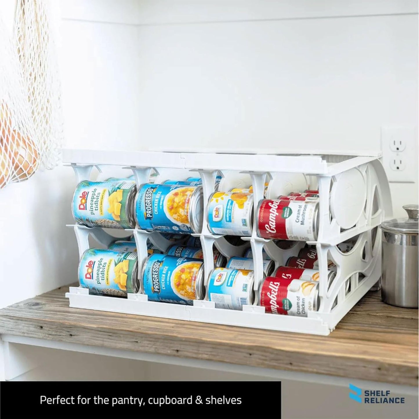 Shelf Reliance Cansolidator Pantry Plus - 2-Pack Can Organizer for Pantry, Stackable Soda Can Storage for Kitchen, Holds 60 Cans of Food or Soda