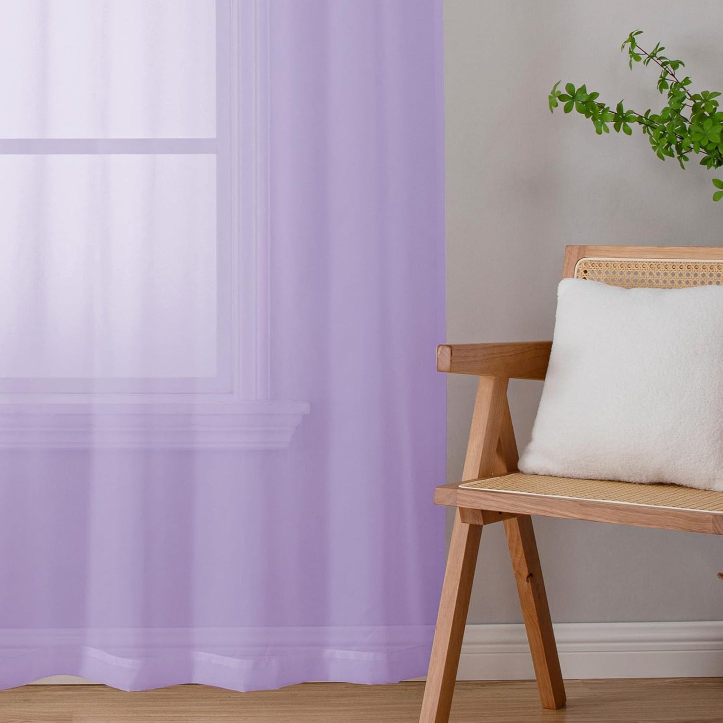 Chyhomenyc Lilac Sheer Curtains 78 Inches Long 2 Panels Set for Living Room, Light Filtering Voile Lightweight Bedroom Curtains, Rod Pocket Solid Window Treatment Drapes, Each 42W x 78L