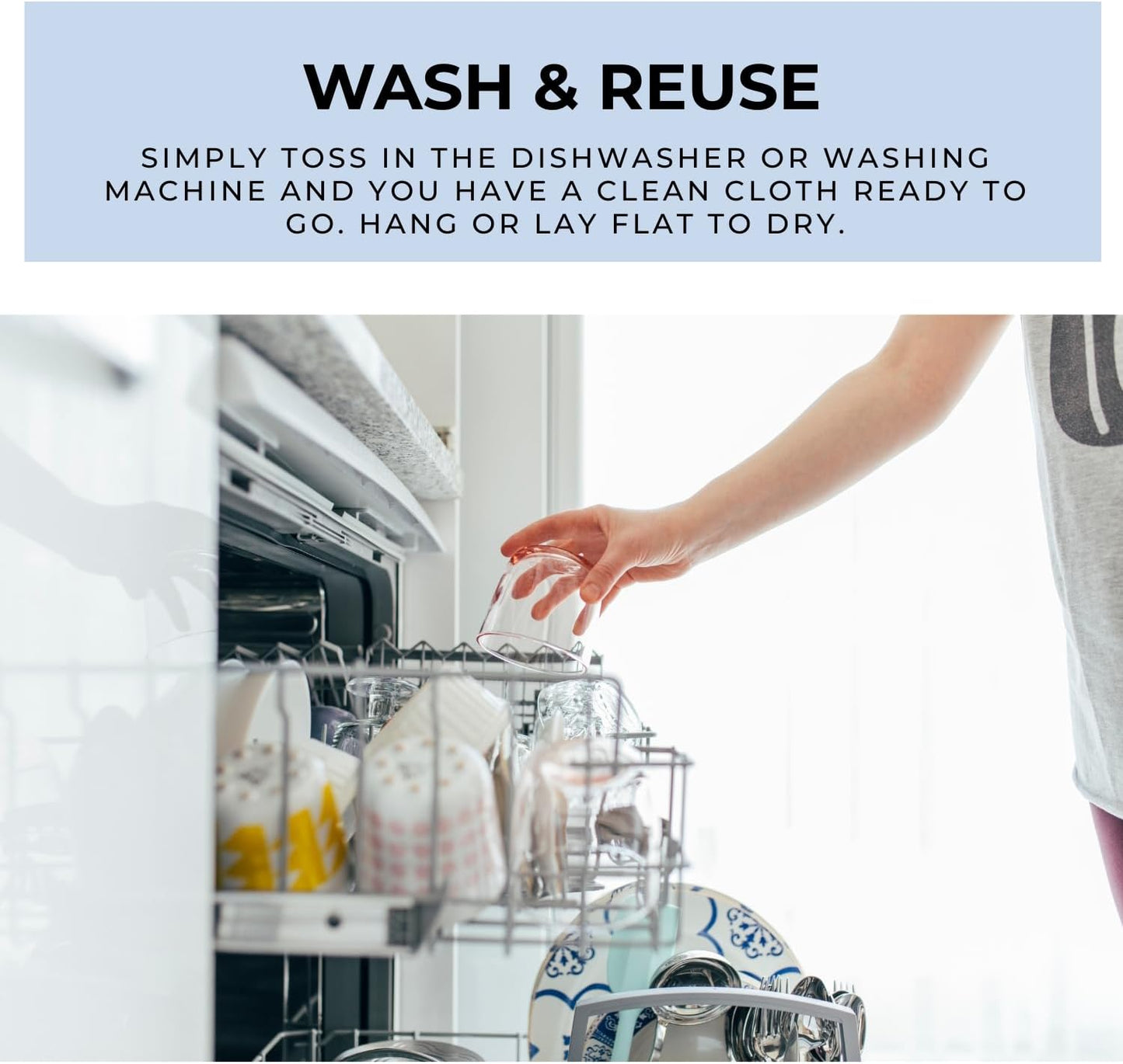 HALL & PERRY Swedish Dishcloths for Kitchen, 5-Pack, Reusable Cellulose Sponge Cloths for Kitchen & Cleaning – Eco-Friendly, Ultra-Absorbent, Quick-Drying (Floral Blue)