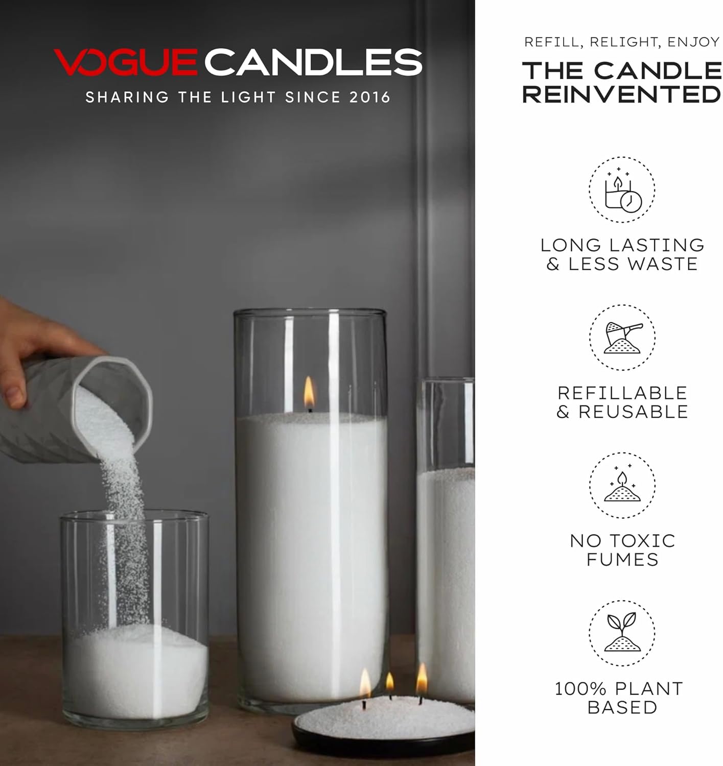 Vogue Candles 3-Pack 5 LB Refillable White Pearled Candle Sand – 15 LB Value Bundle with 150 Reusable Wicks - Bulk Plant-Based Candle Granules
