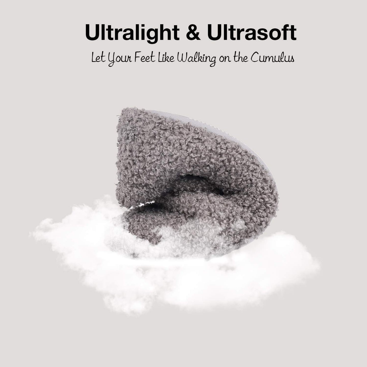 HomeTop Women's Fuzzy Curly Fur Memory Foam Loafer Slippers with Polar Fleece Lining