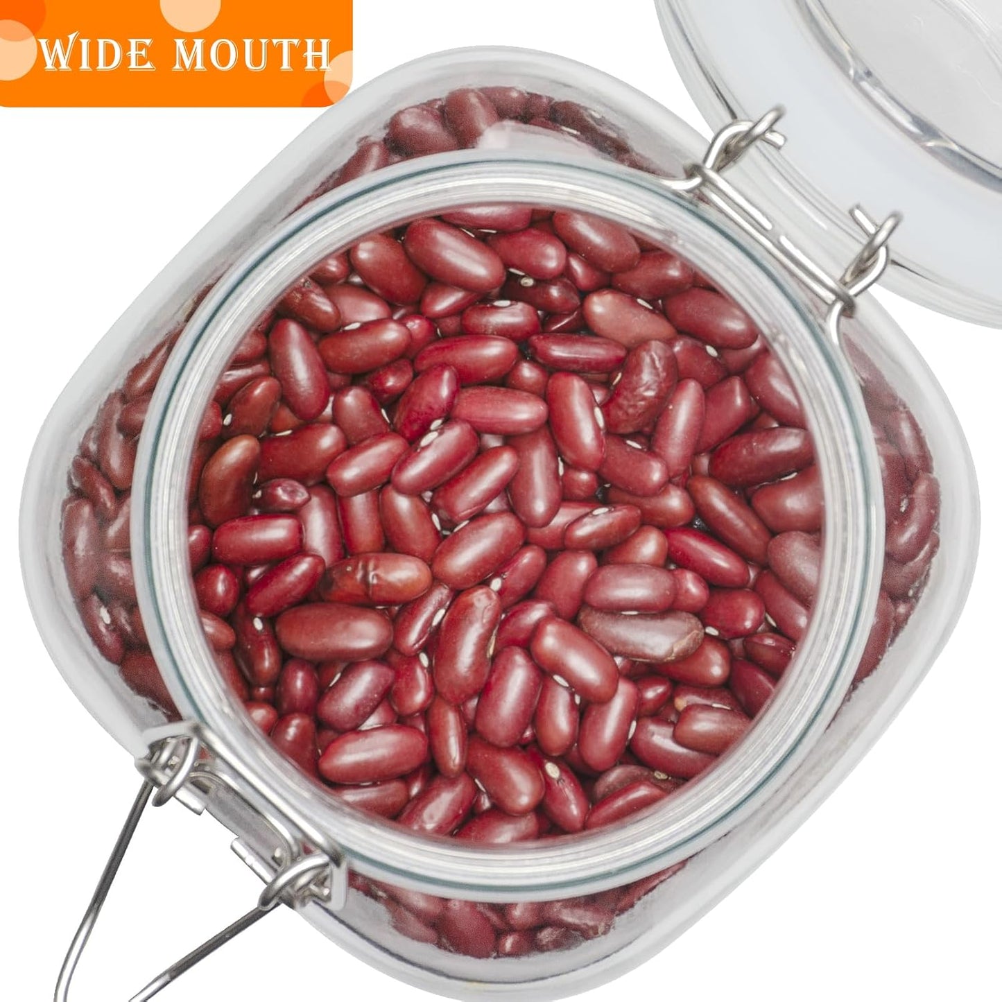 50oz Square Glass Food Storage Jars with Airtight Clamp Lids, 3 Pack Large Kitchen Canisters for Flour, Cereal, Coffee, Pasta and Canning, Mason Jar (Clear 50oz Square - 3 sets)