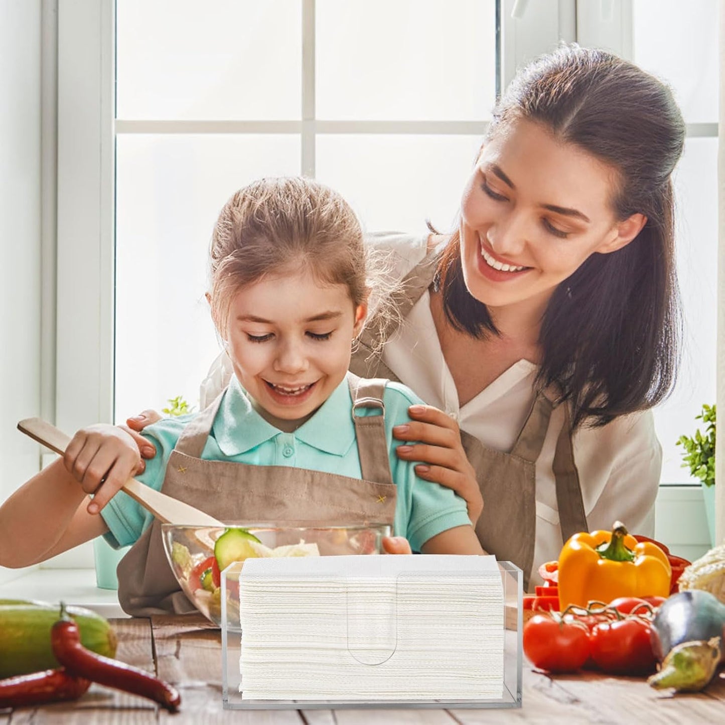 2Pcs Acrylic Paper Towel Dispenser, Paper Towel Holder Countertop Clear Multi Trifold Napkin Holder, Suitable for Z-fold, C-fold or MultiFold Paper Towels for Bathroom, Toilet, Kitchen