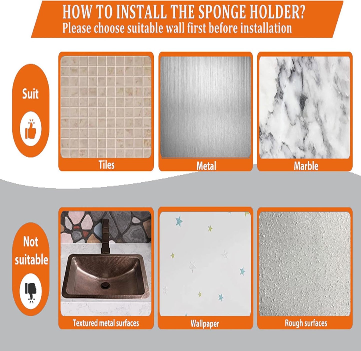 Sponge Holder Smiley Face,Sink Caddy,Sink Organizer Sponge Holder with 2 PCS Suction Cups/1 PCS Adhesive Strips, Designed for Sponge, Soap, Dish brush, Scrubber-Gary